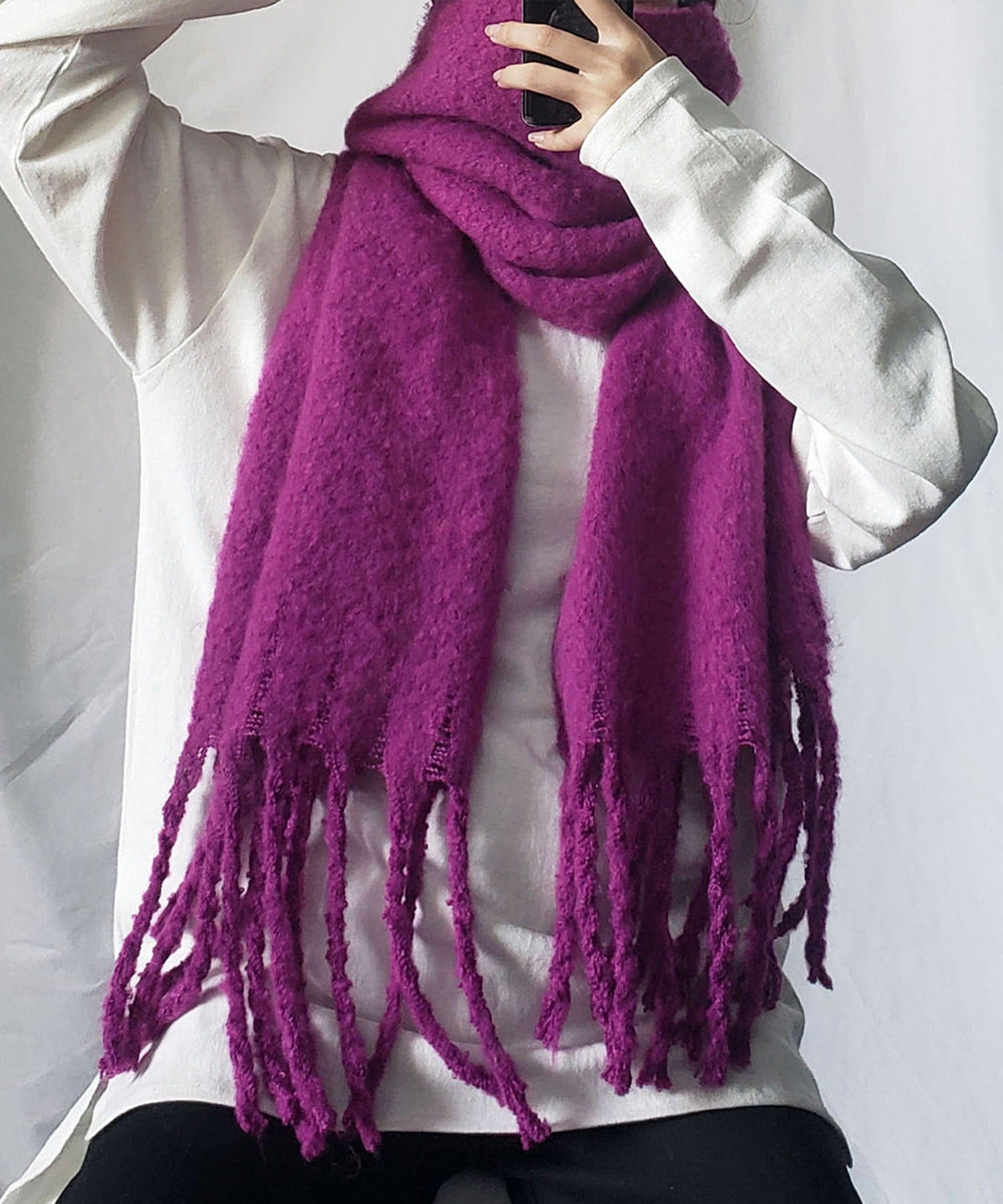 【30色展開 】ふわふわフリンジボリュームマフラー