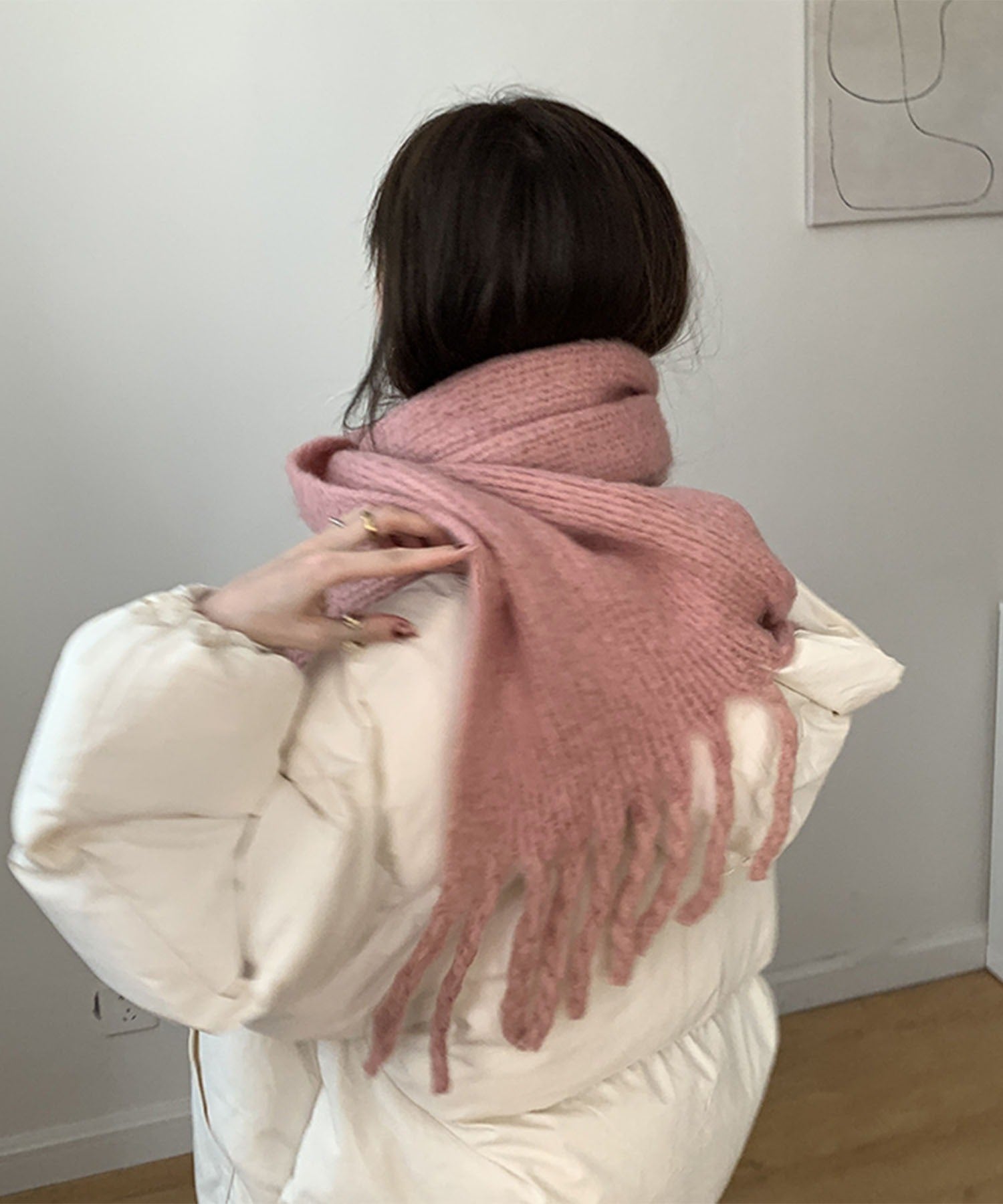 【30色展開 】ふわふわフリンジボリュームマフラー