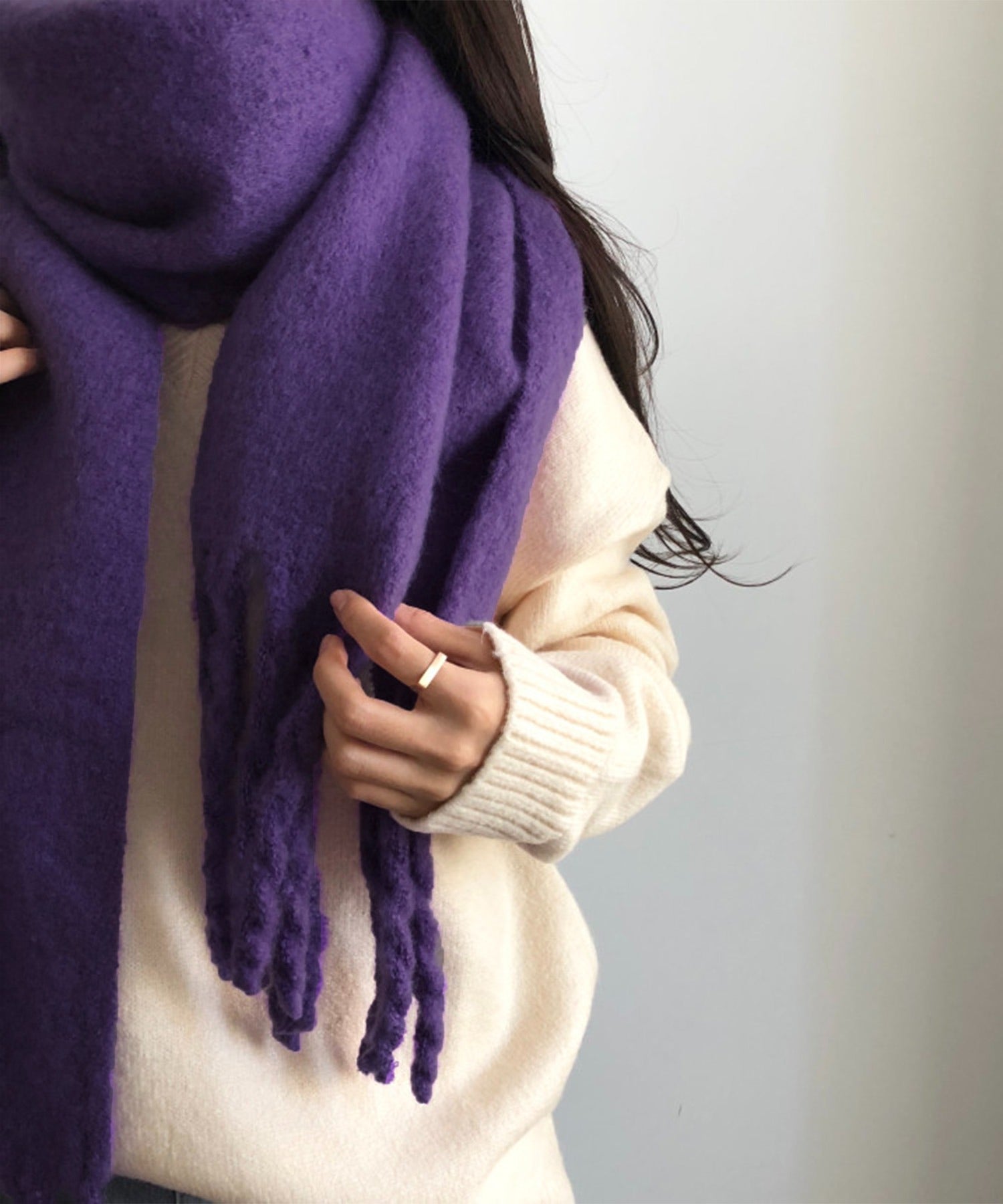 【30色展開 】ふわふわフリンジボリュームマフラー