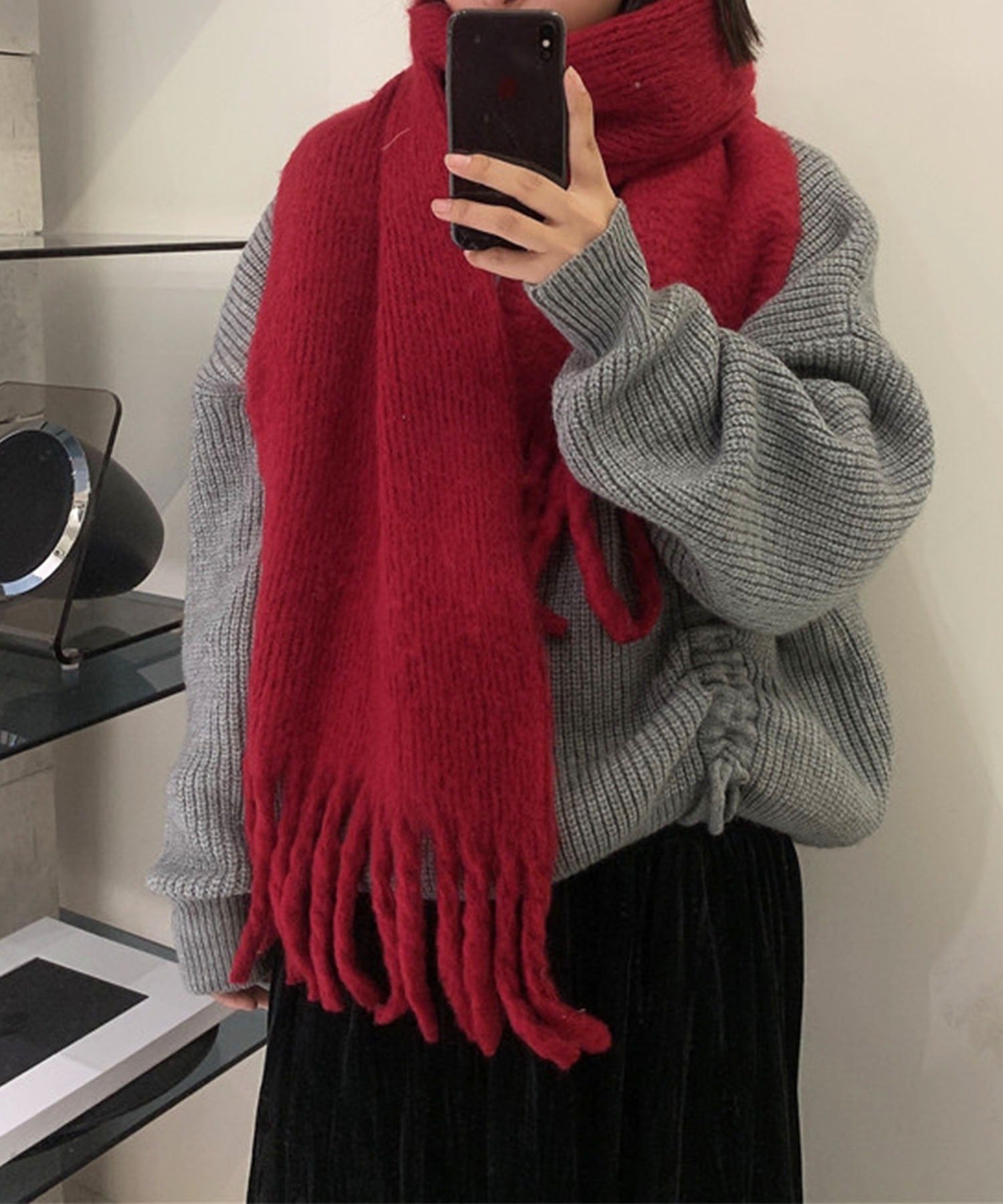 【30色展開 】ふわふわフリンジボリュームマフラー