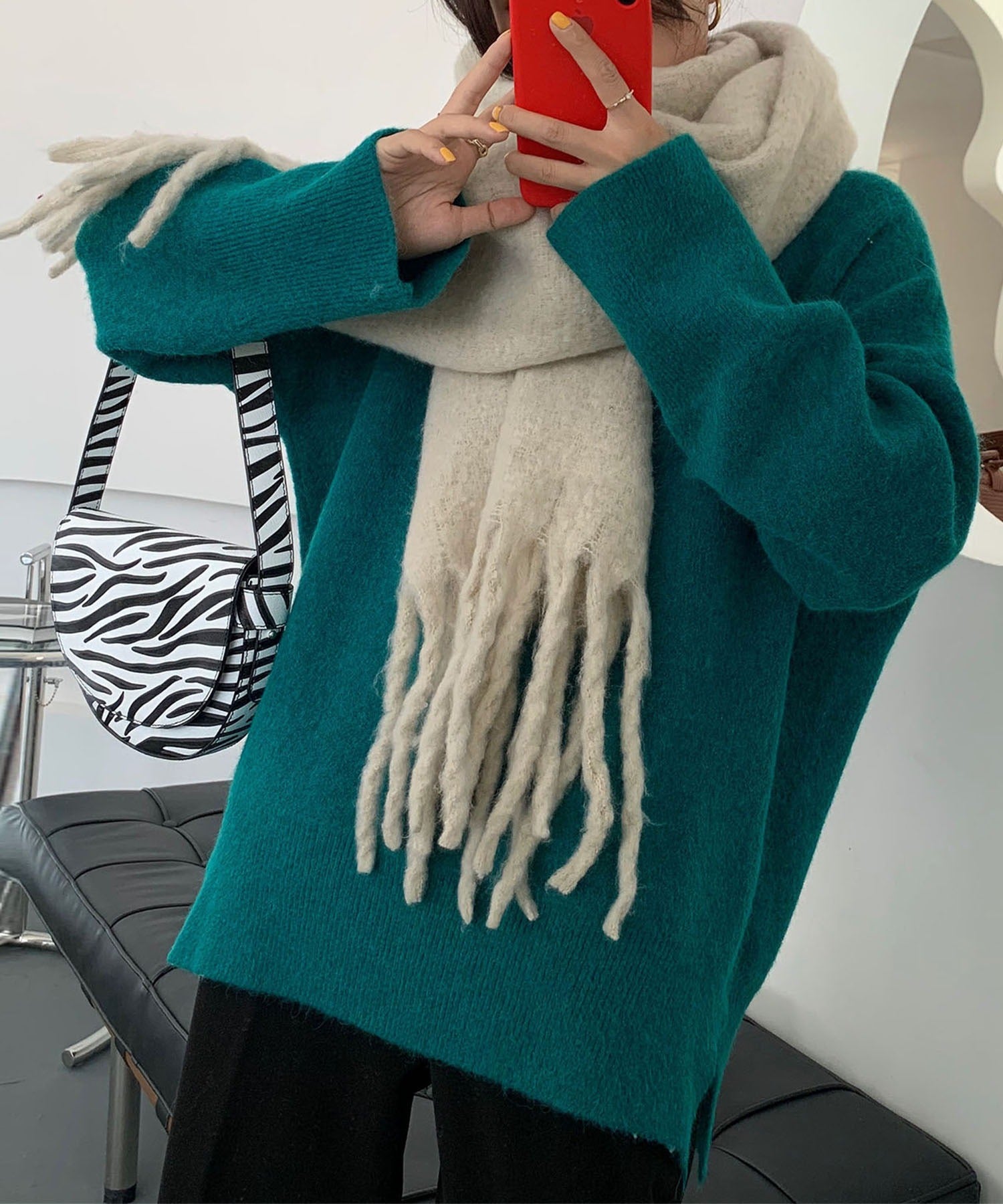 【30色展開 】ふわふわフリンジボリュームマフラー