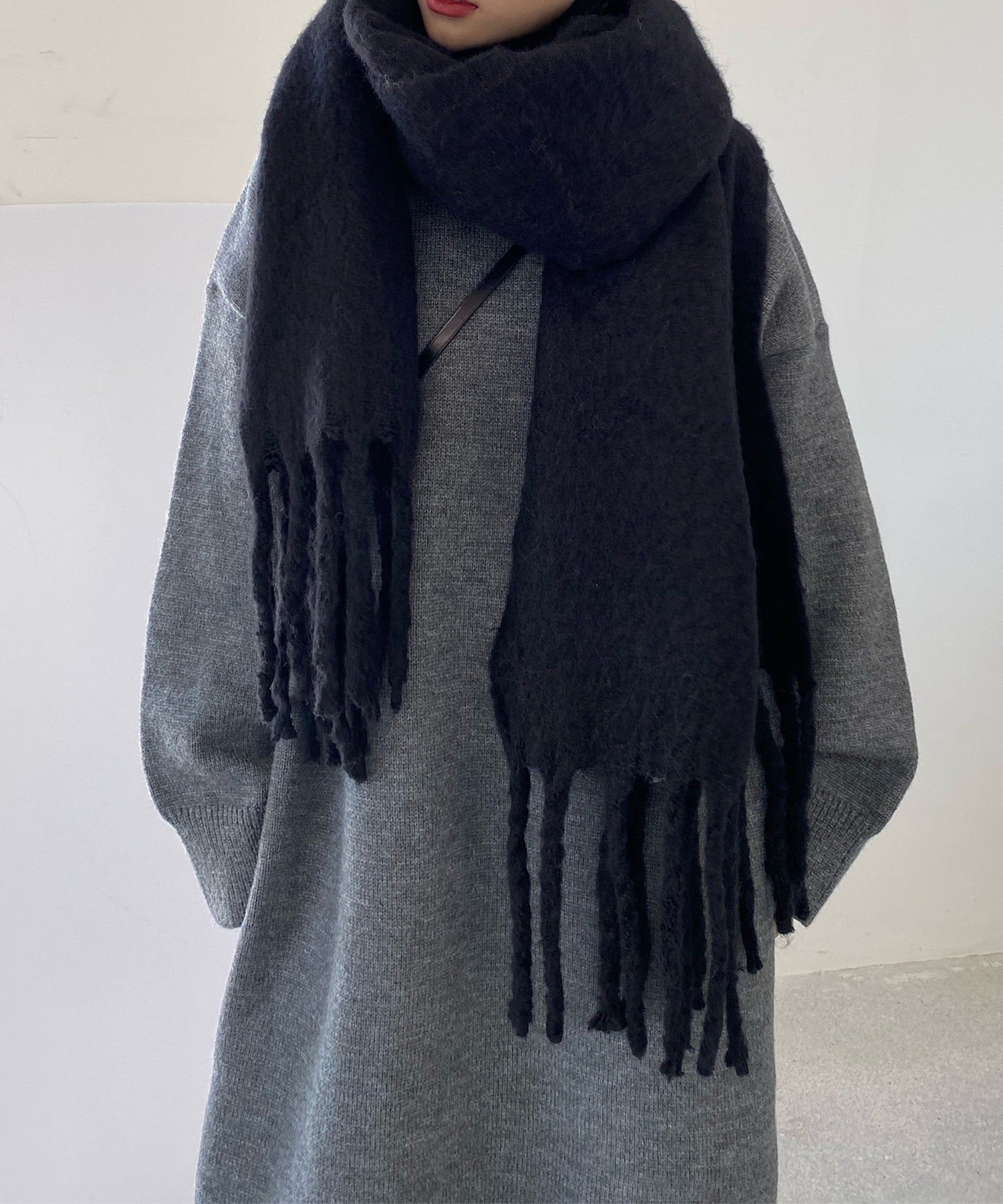 【30色展開 】ふわふわフリンジボリュームマフラー