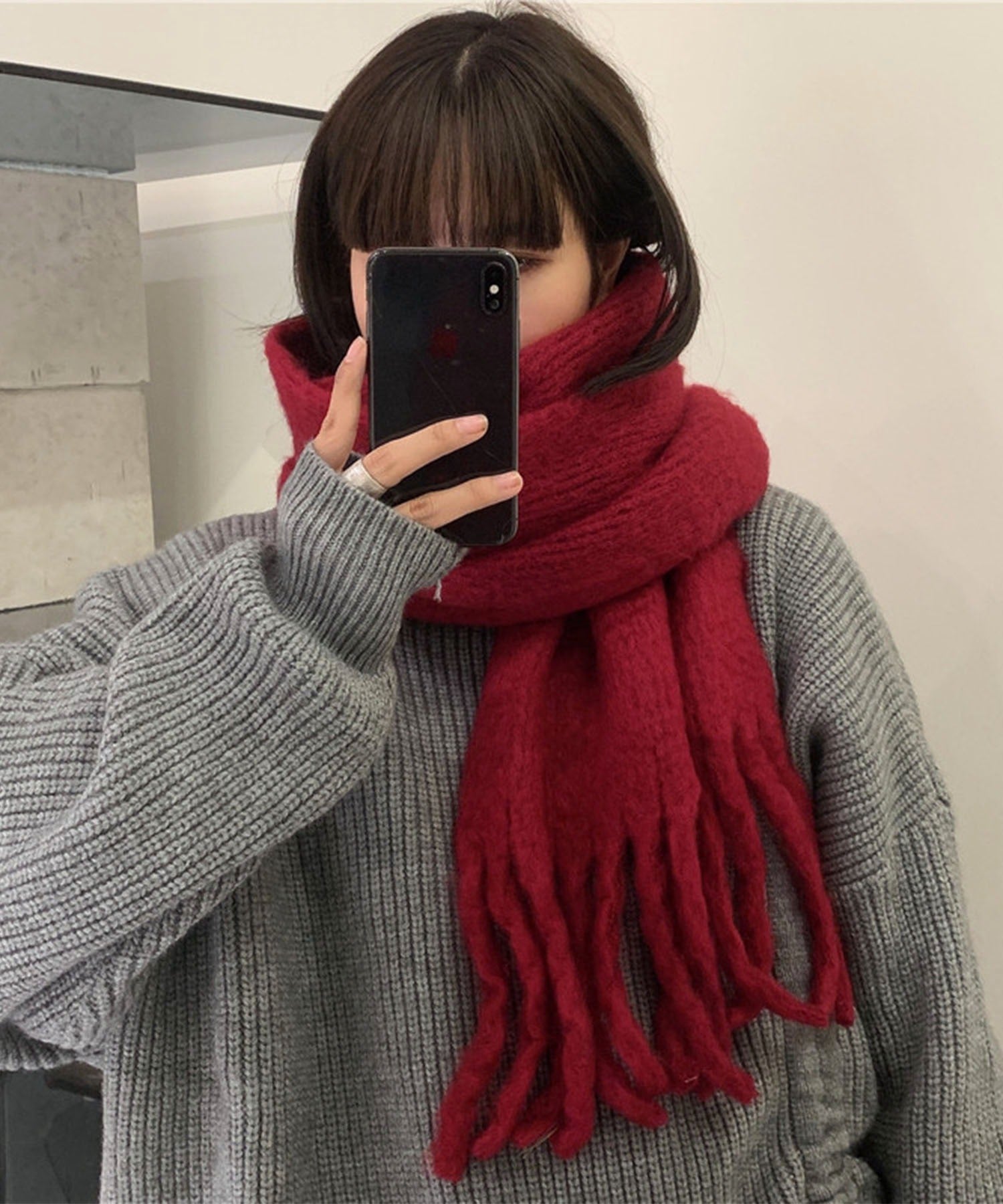 【30色展開 】ふわふわフリンジボリュームマフラー