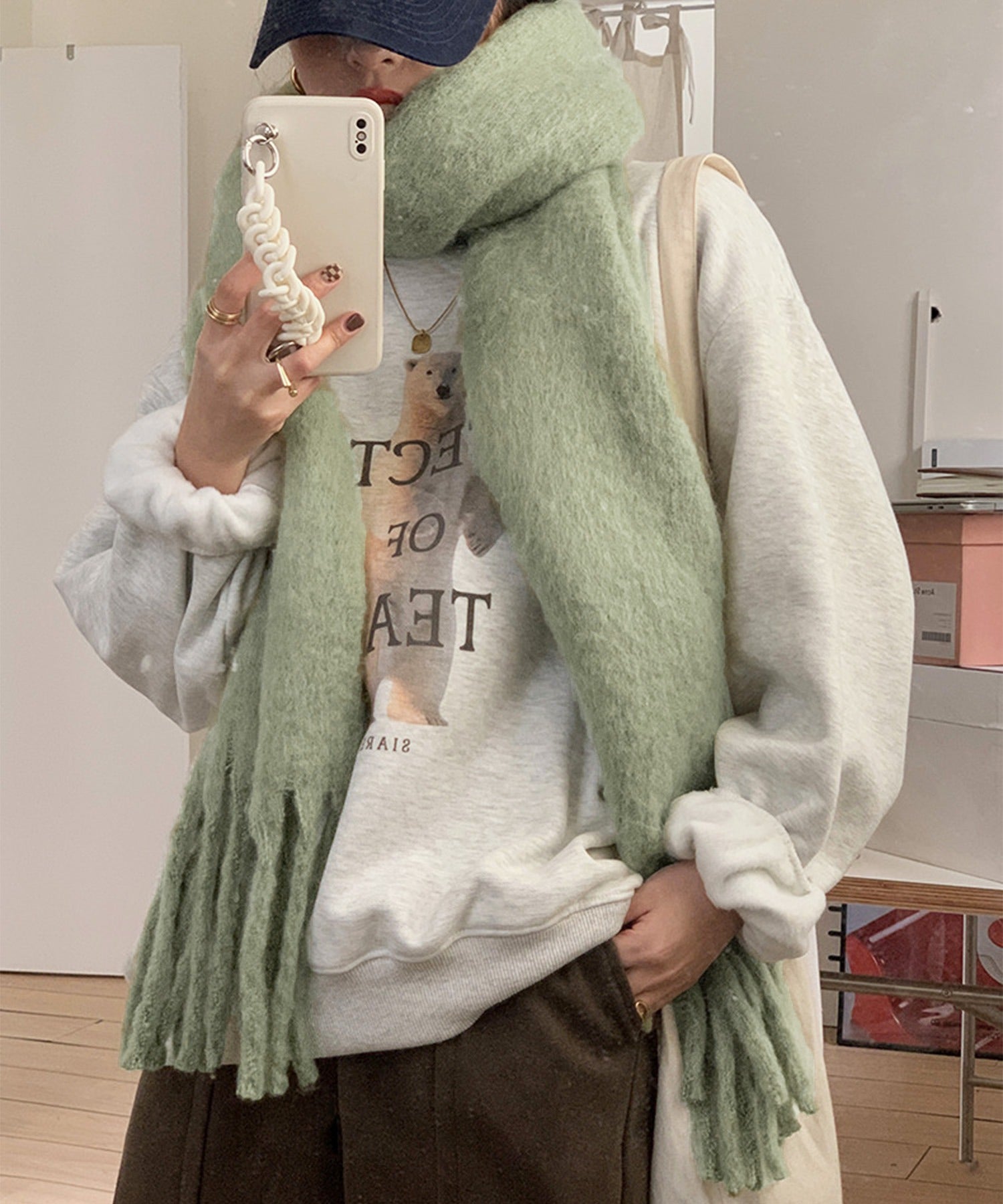 【30色展開 】ふわふわフリンジボリュームマフラー