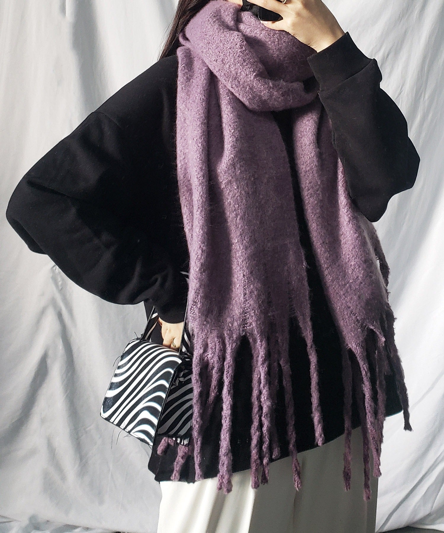 【30色展開 】ふわふわフリンジボリュームマフラー