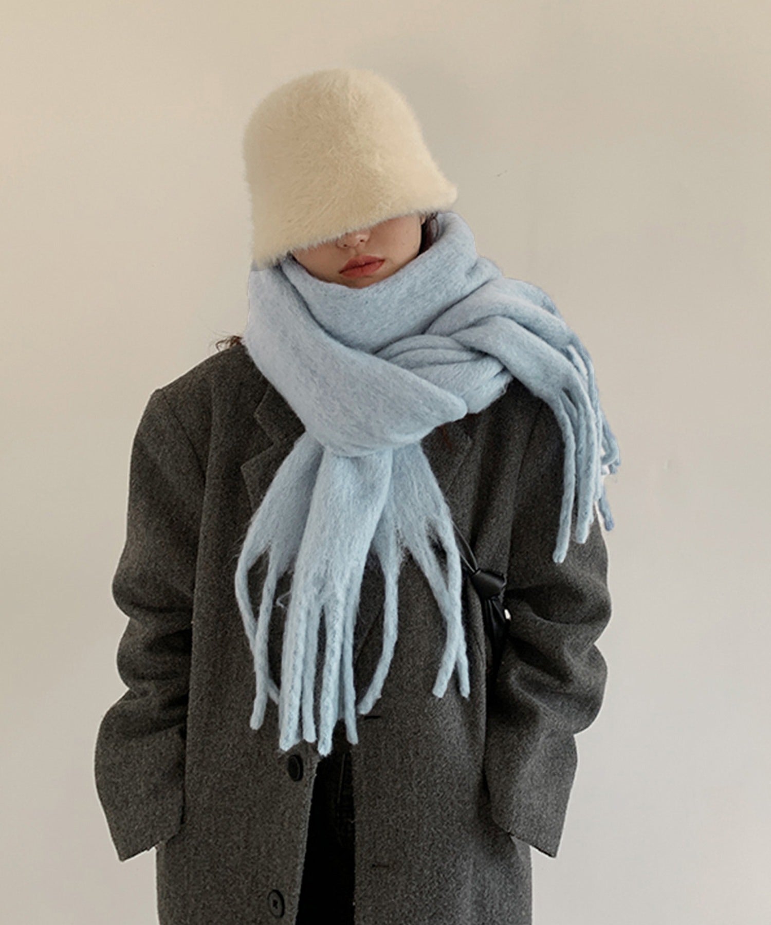 【30色展開 】ふわふわフリンジボリュームマフラー