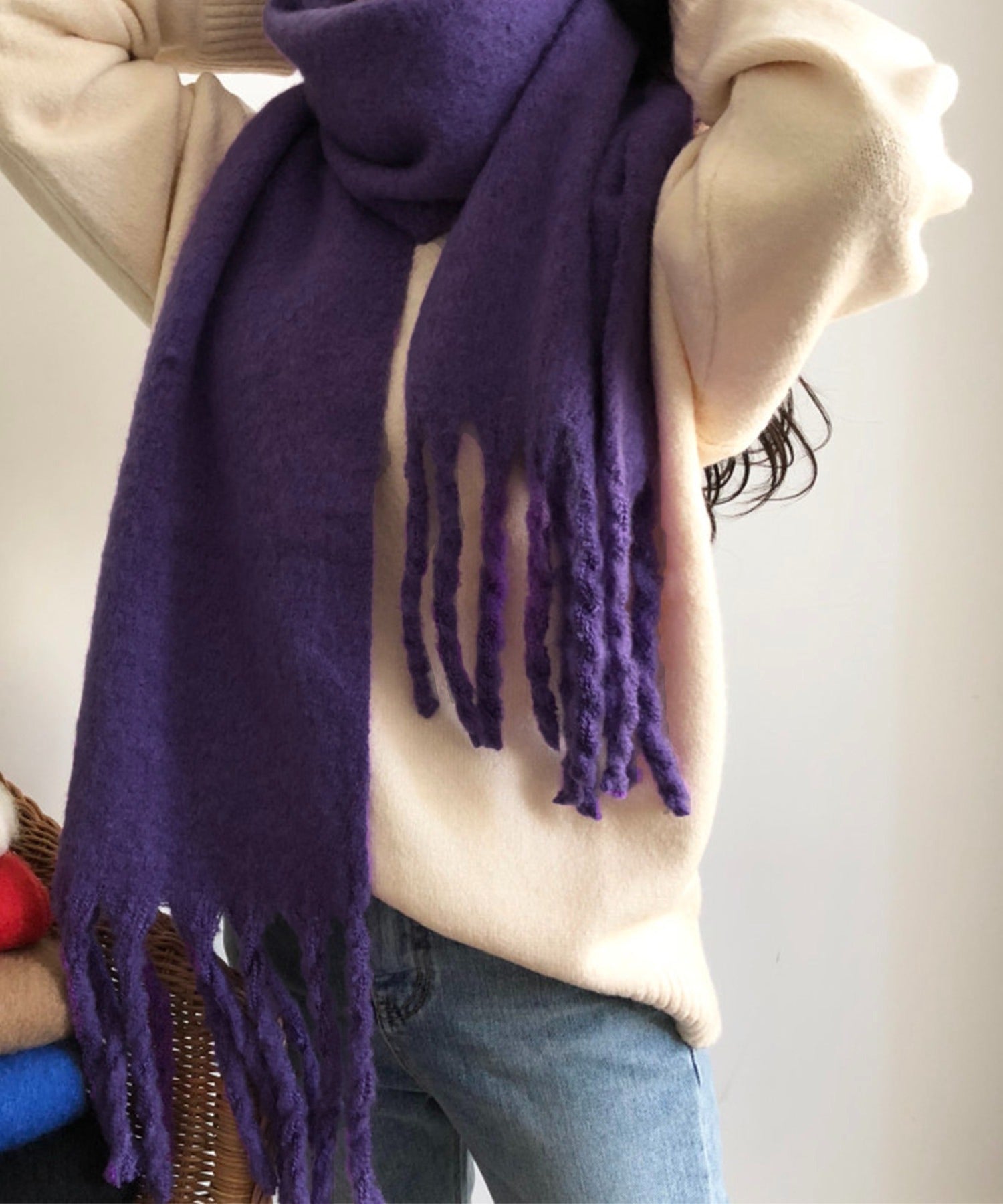 【30色展開 】ふわふわフリンジボリュームマフラー