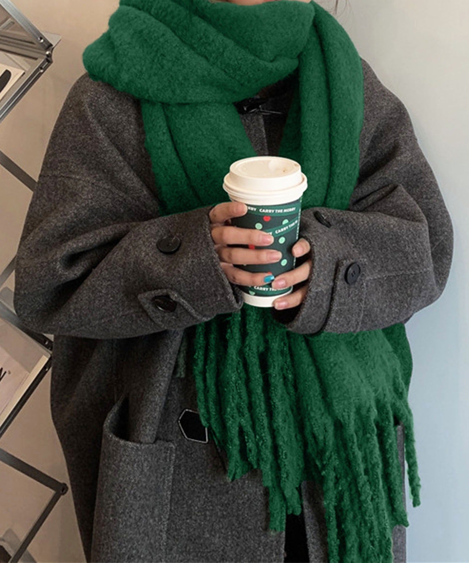 【30色展開 】ふわふわフリンジボリュームマフラー