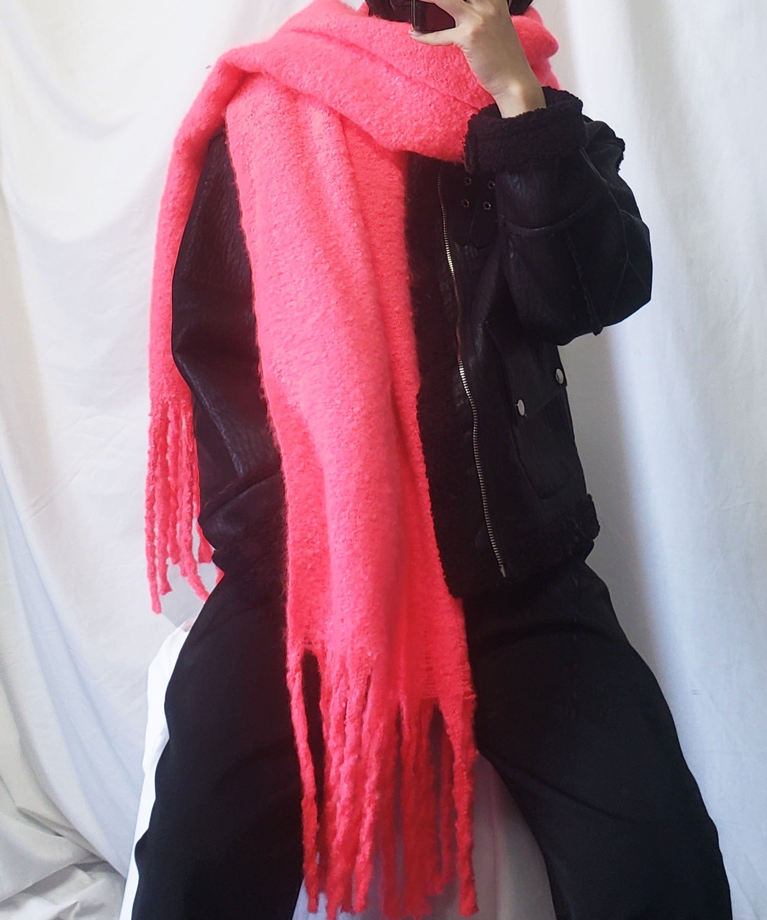 【30色展開 】ふわふわフリンジボリュームマフラー