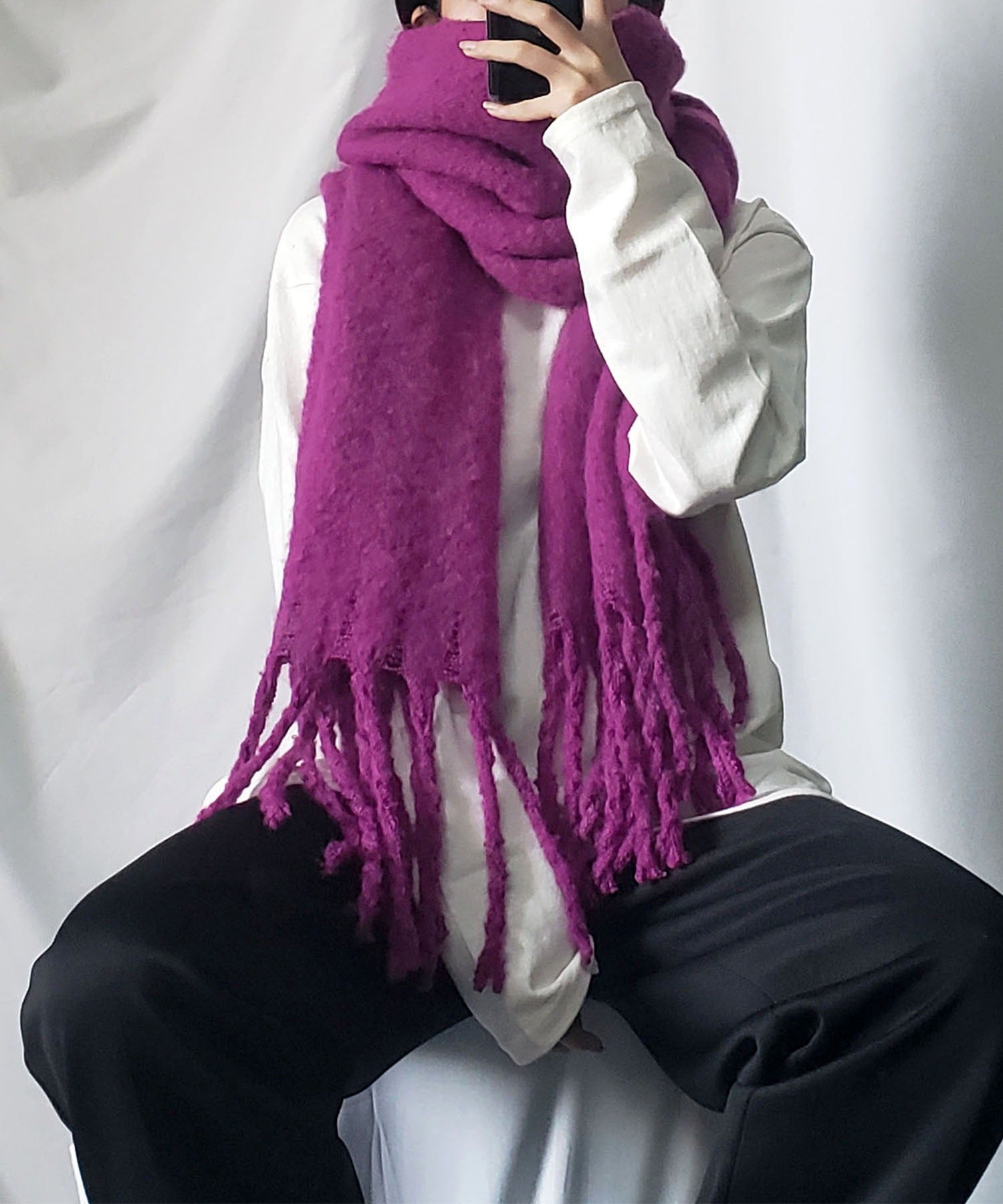 【30色展開 】ふわふわフリンジボリュームマフラー