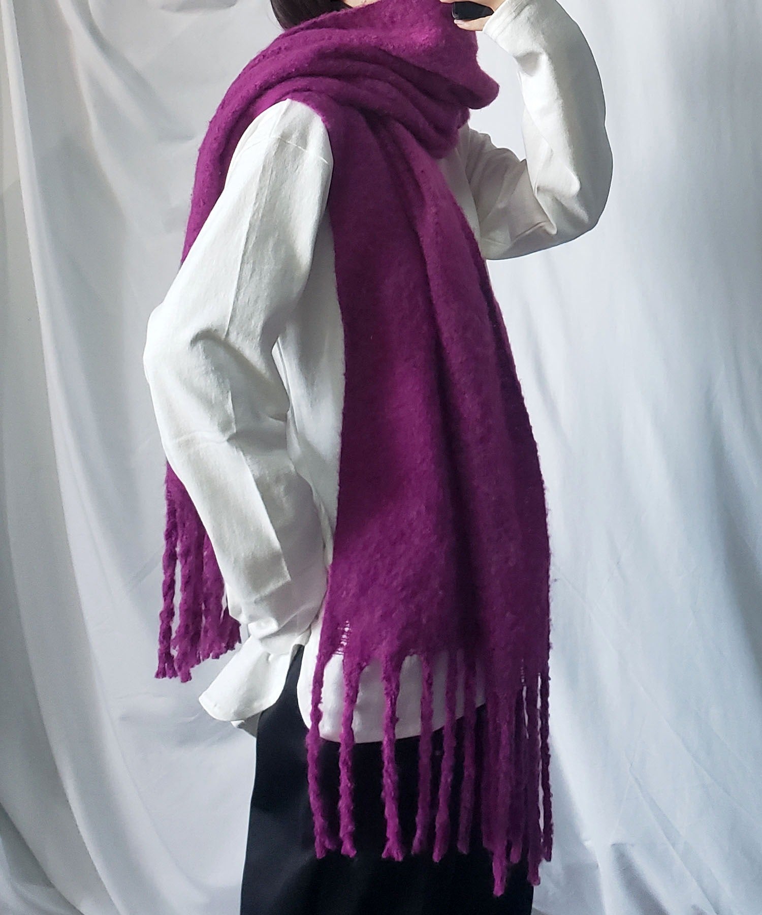 【30色展開 】ふわふわフリンジボリュームマフラー