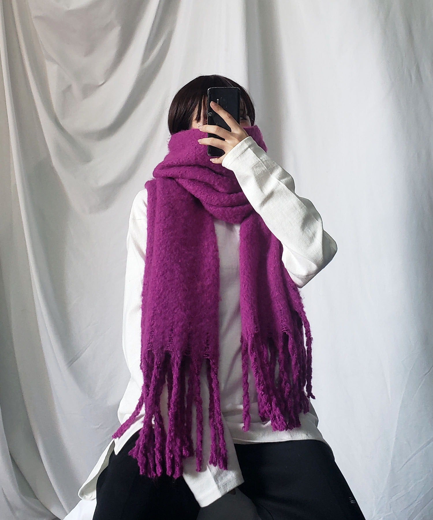 【30色展開 】ふわふわフリンジボリュームマフラー