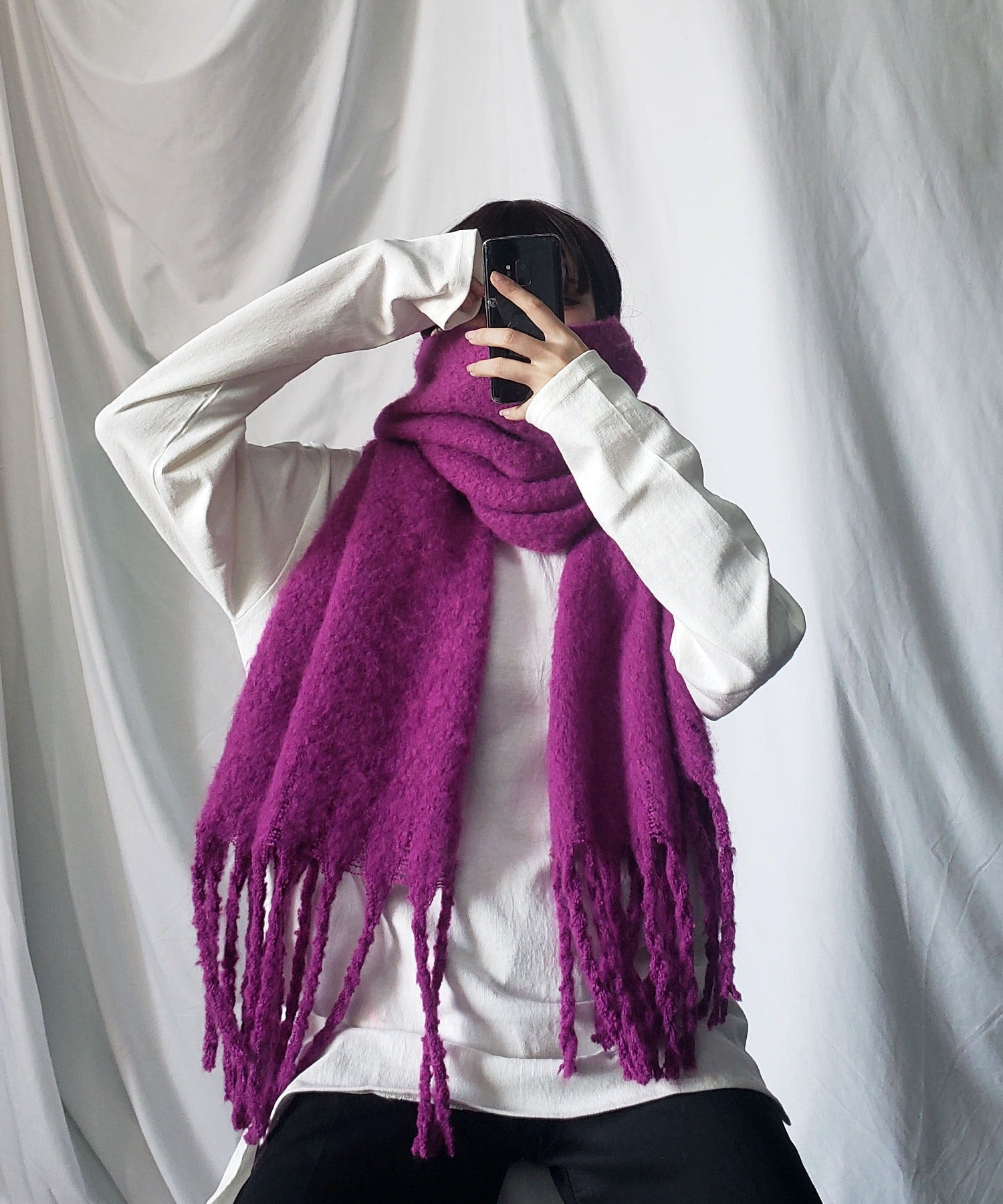 【30色展開 】ふわふわフリンジボリュームマフラー