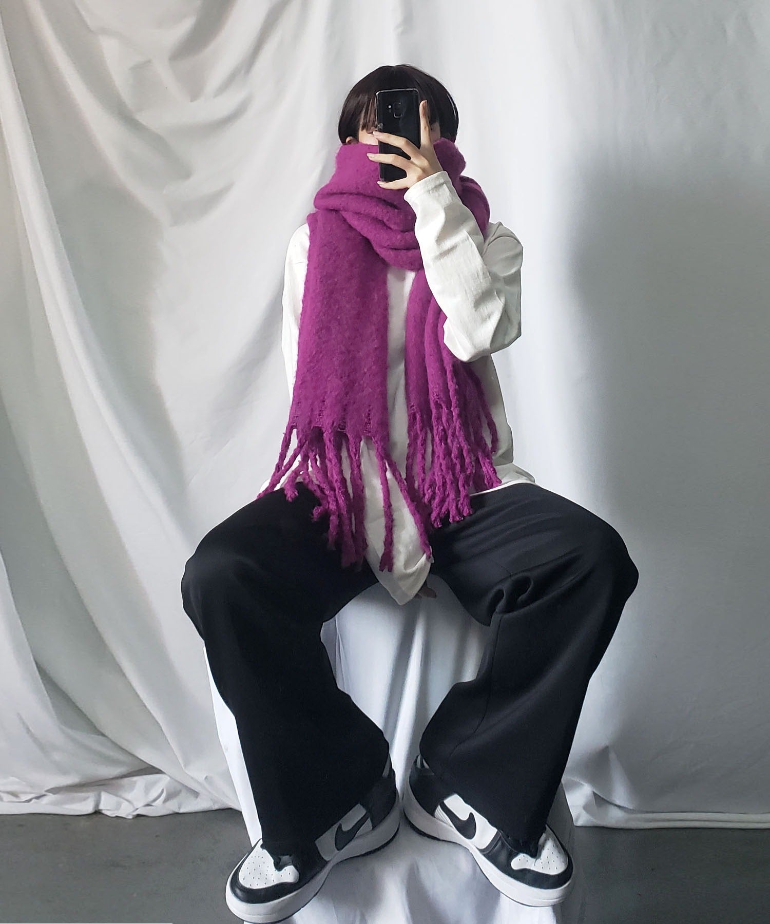 【30色展開 】ふわふわフリンジボリュームマフラー