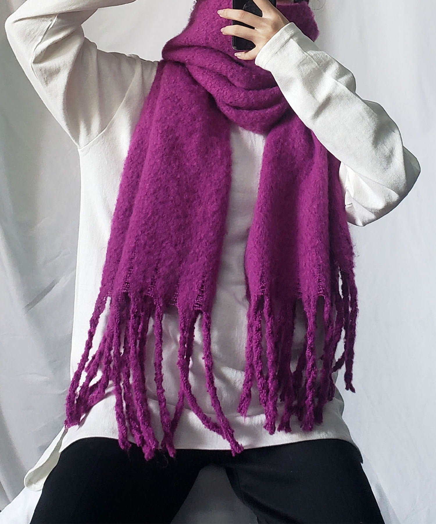 【30色展開 】ふわふわフリンジボリュームマフラー