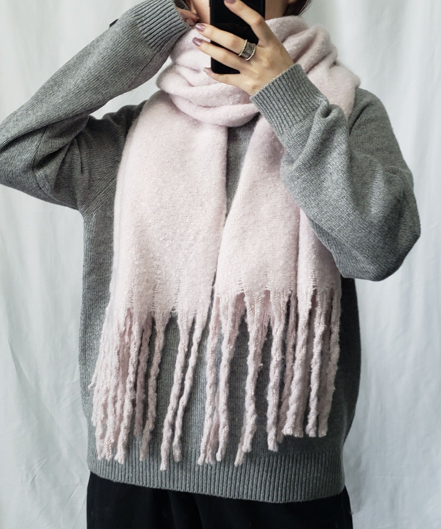 【30色展開 】ふわふわフリンジボリュームマフラー