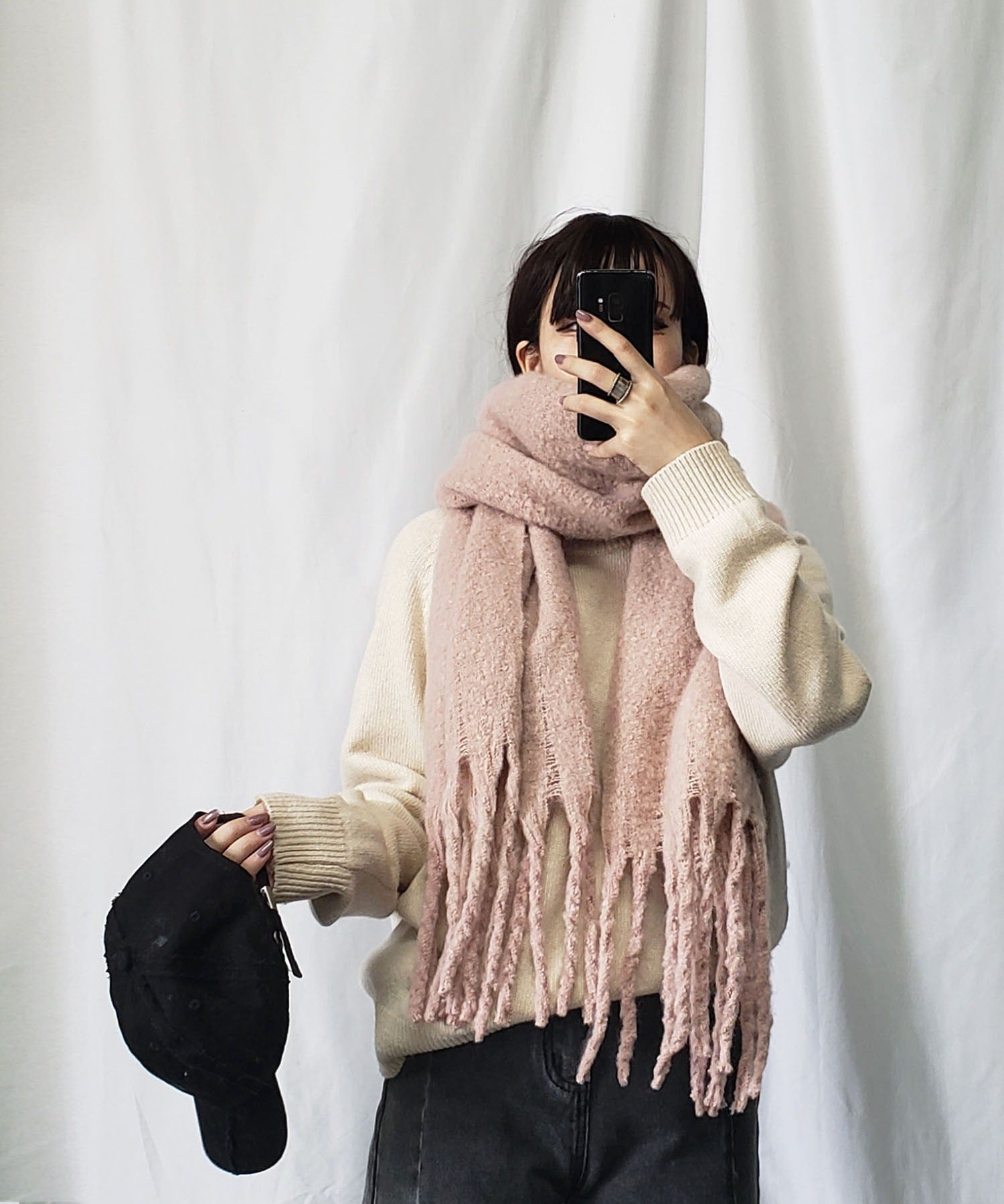 【30色展開 】ふわふわフリンジボリュームマフラー