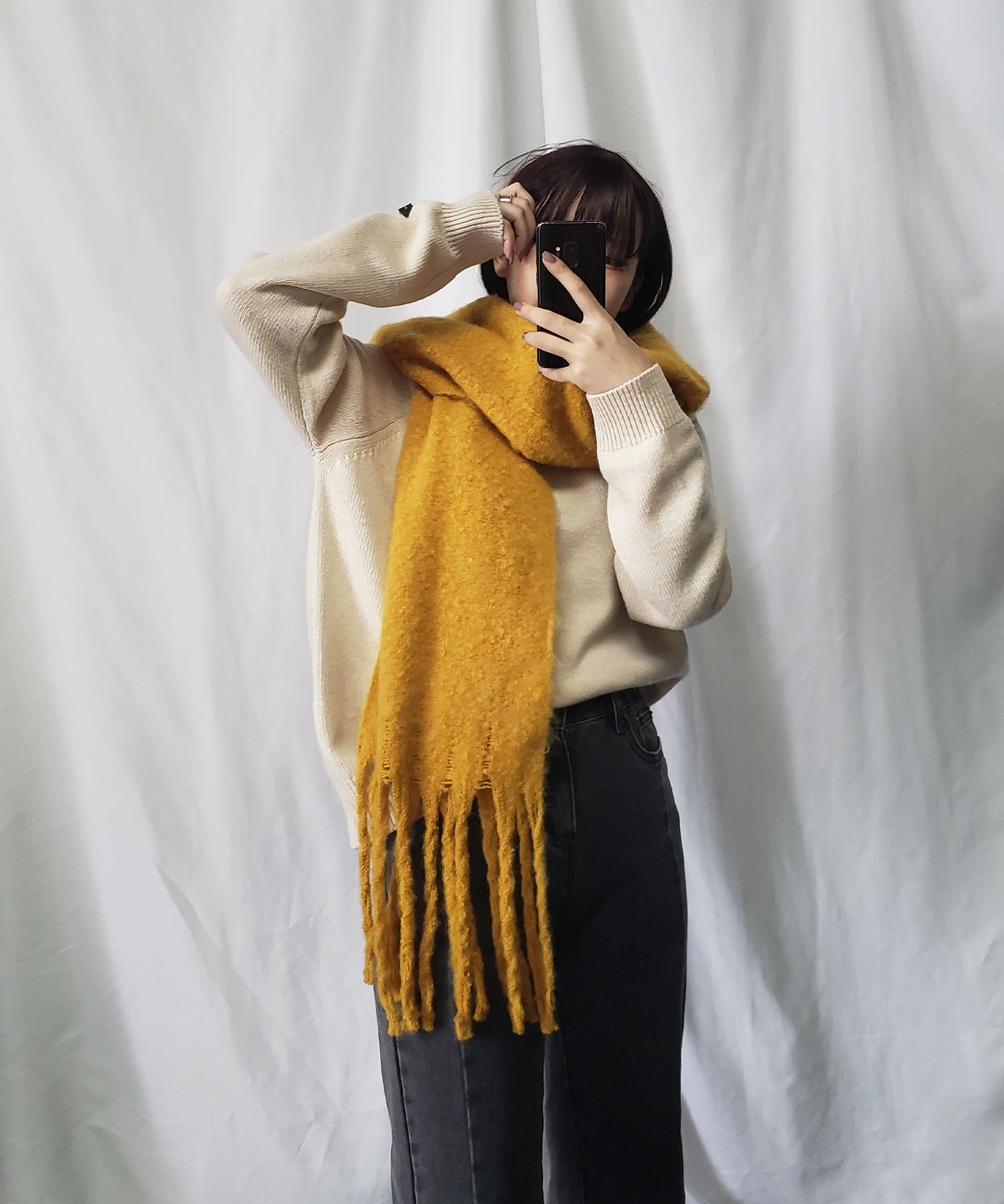 【30色展開 】ふわふわフリンジボリュームマフラー