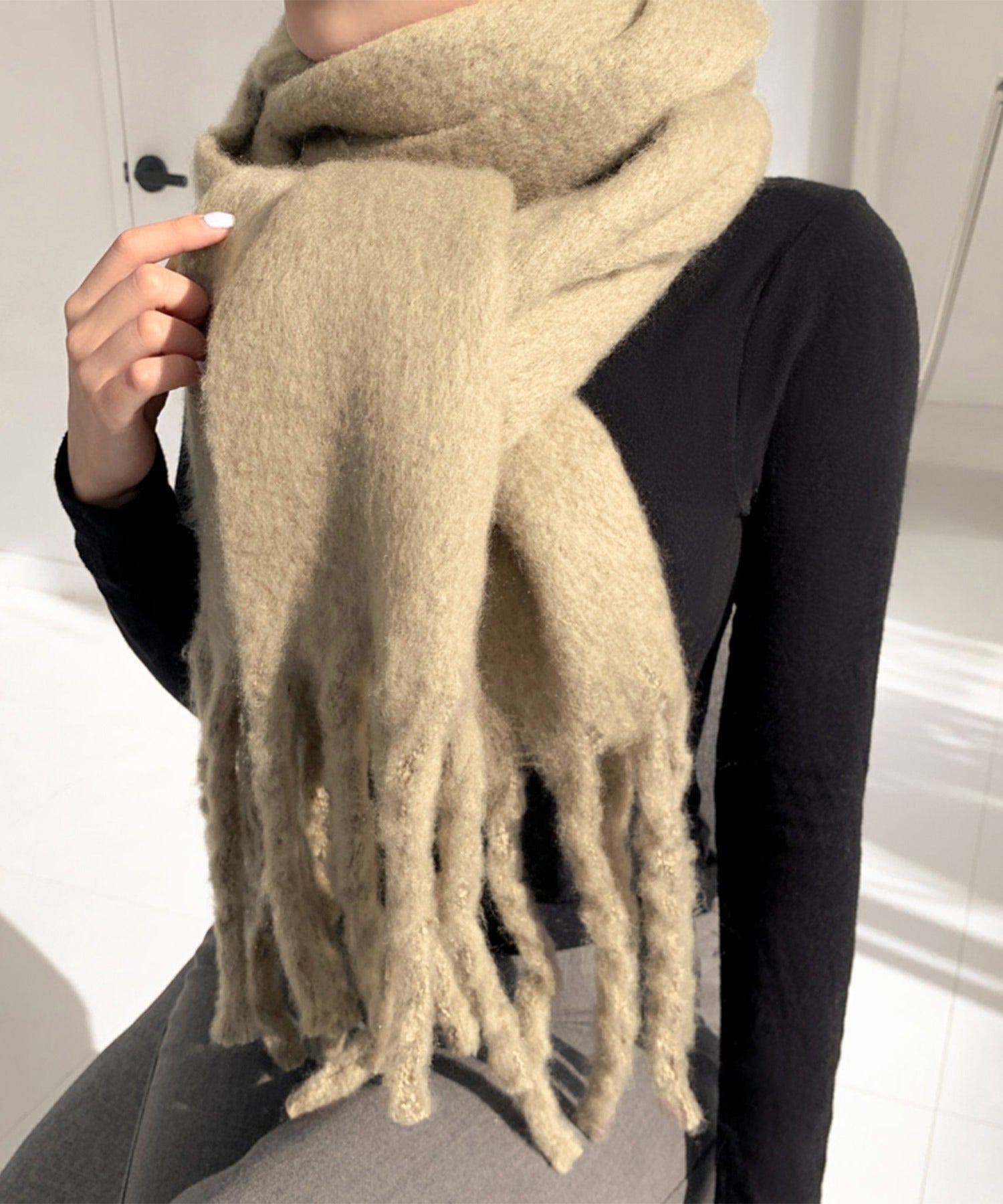 【30色展開 】ふわふわフリンジボリュームマフラー