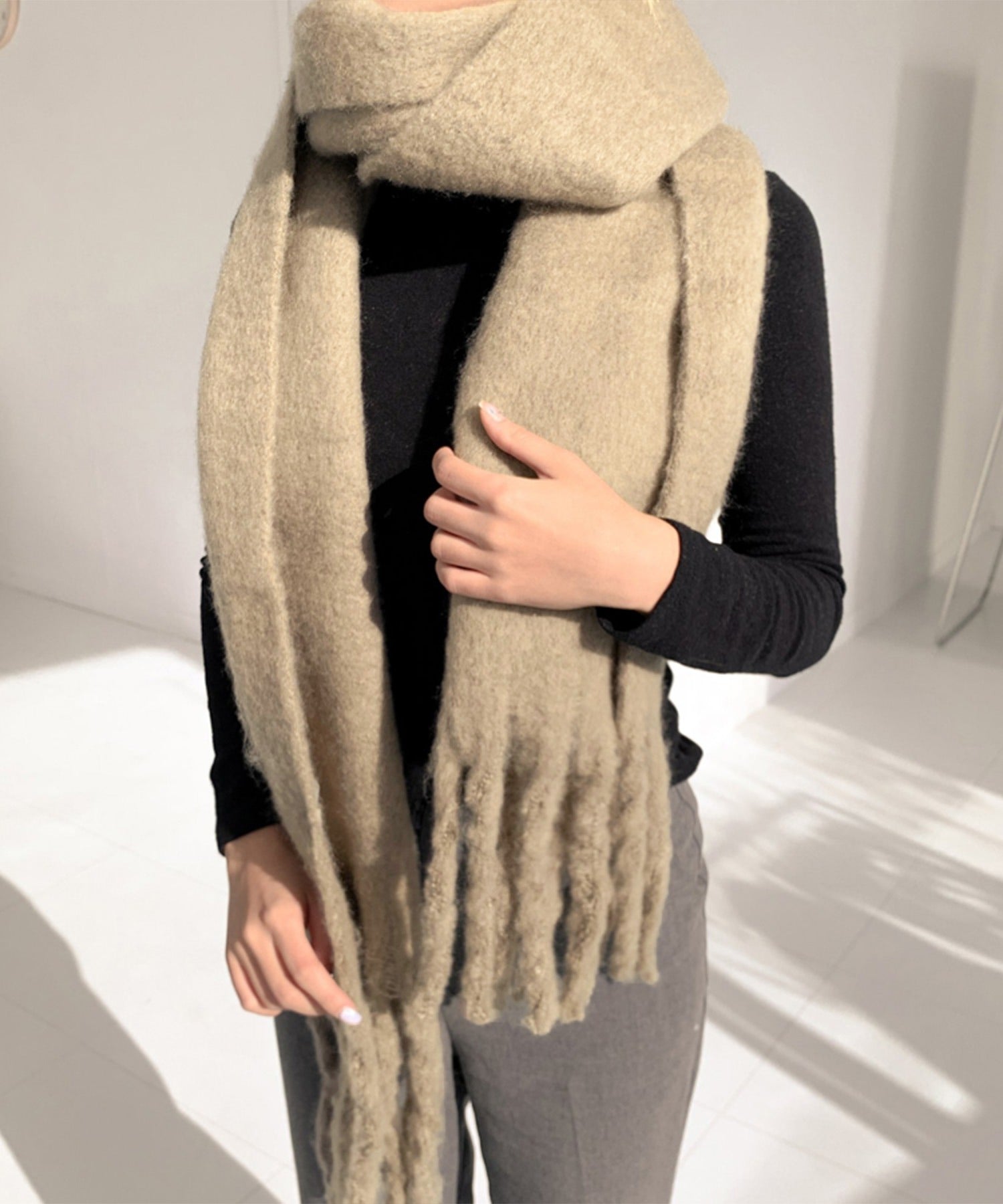 【30色展開 】ふわふわフリンジボリュームマフラー