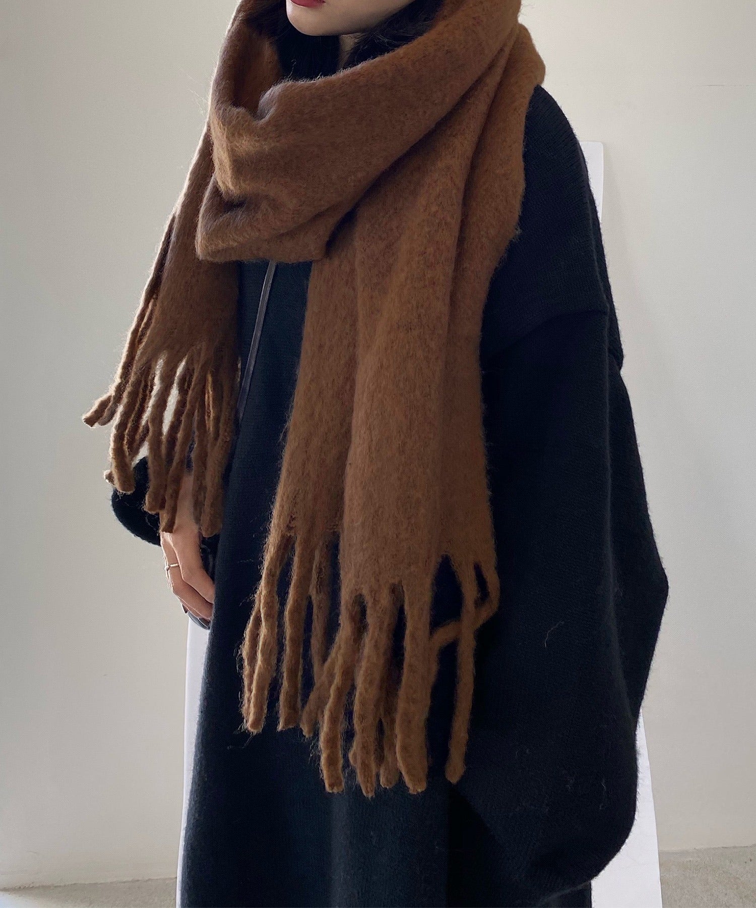 【30色展開 】ふわふわフリンジボリュームマフラー