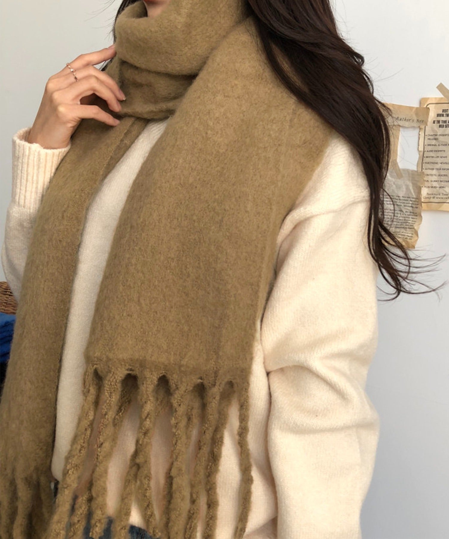 【30色展開 】ふわふわフリンジボリュームマフラー