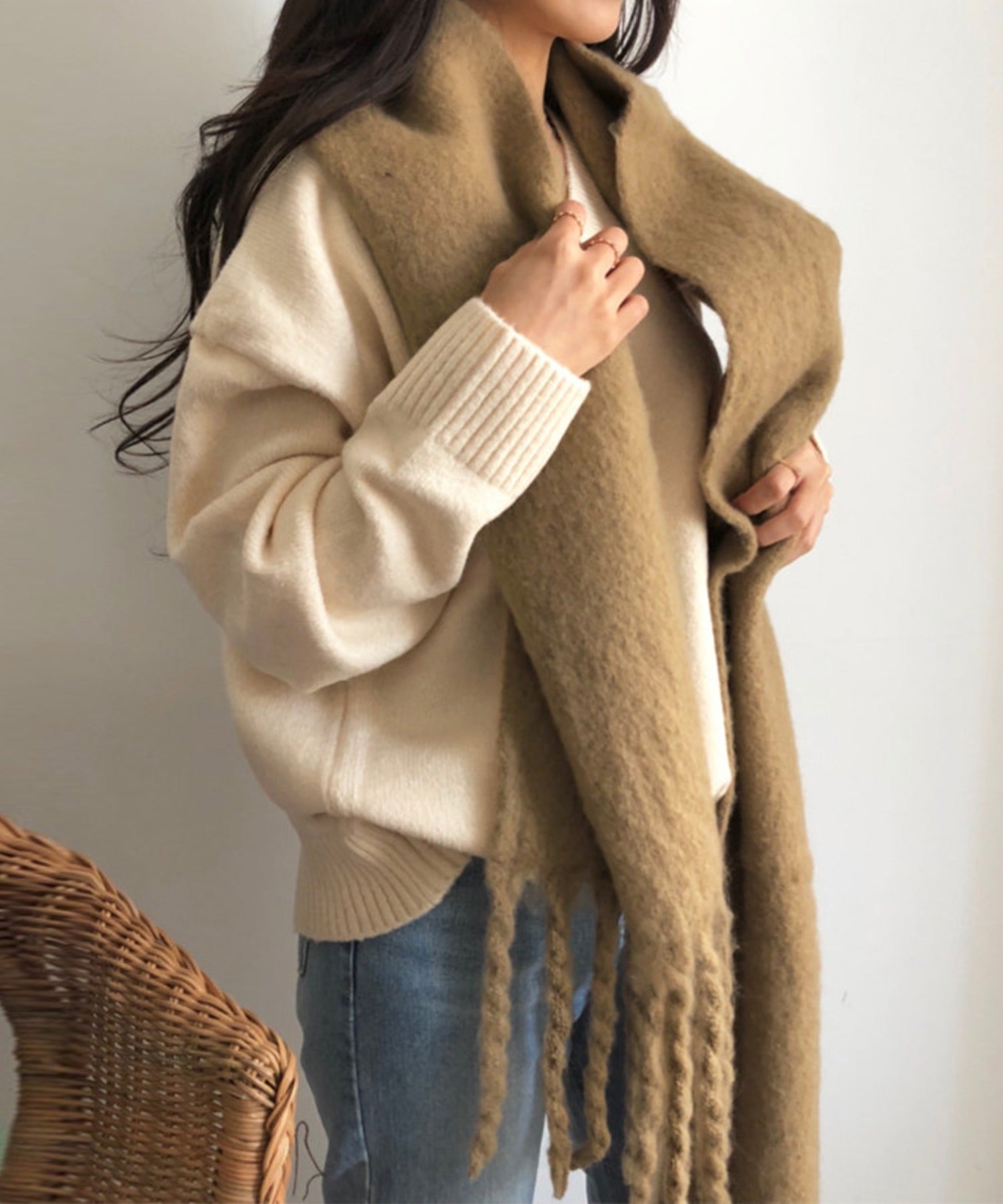 【30色展開 】ふわふわフリンジボリュームマフラー