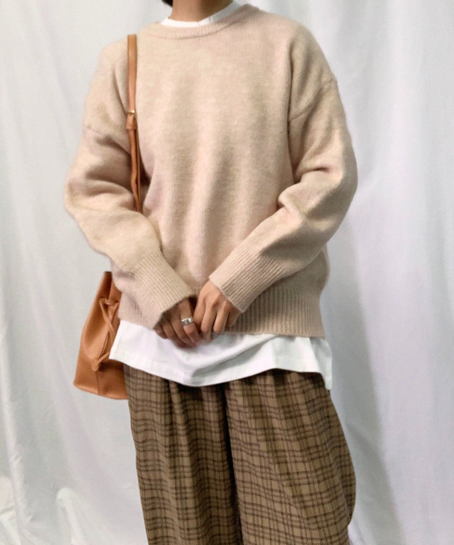 【 新色追加/24色展開 】クルーネックもちもちカラーニットプルオーバー