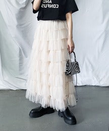 チュールフリルボリュームスカート《 NEWカラー3色追加! 》 Sサイズ仲間入り