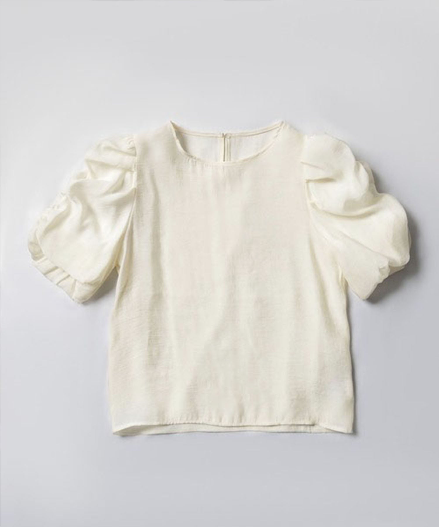 【 5color 】シャーリングパフスリーブグロッシーシアーブラウス