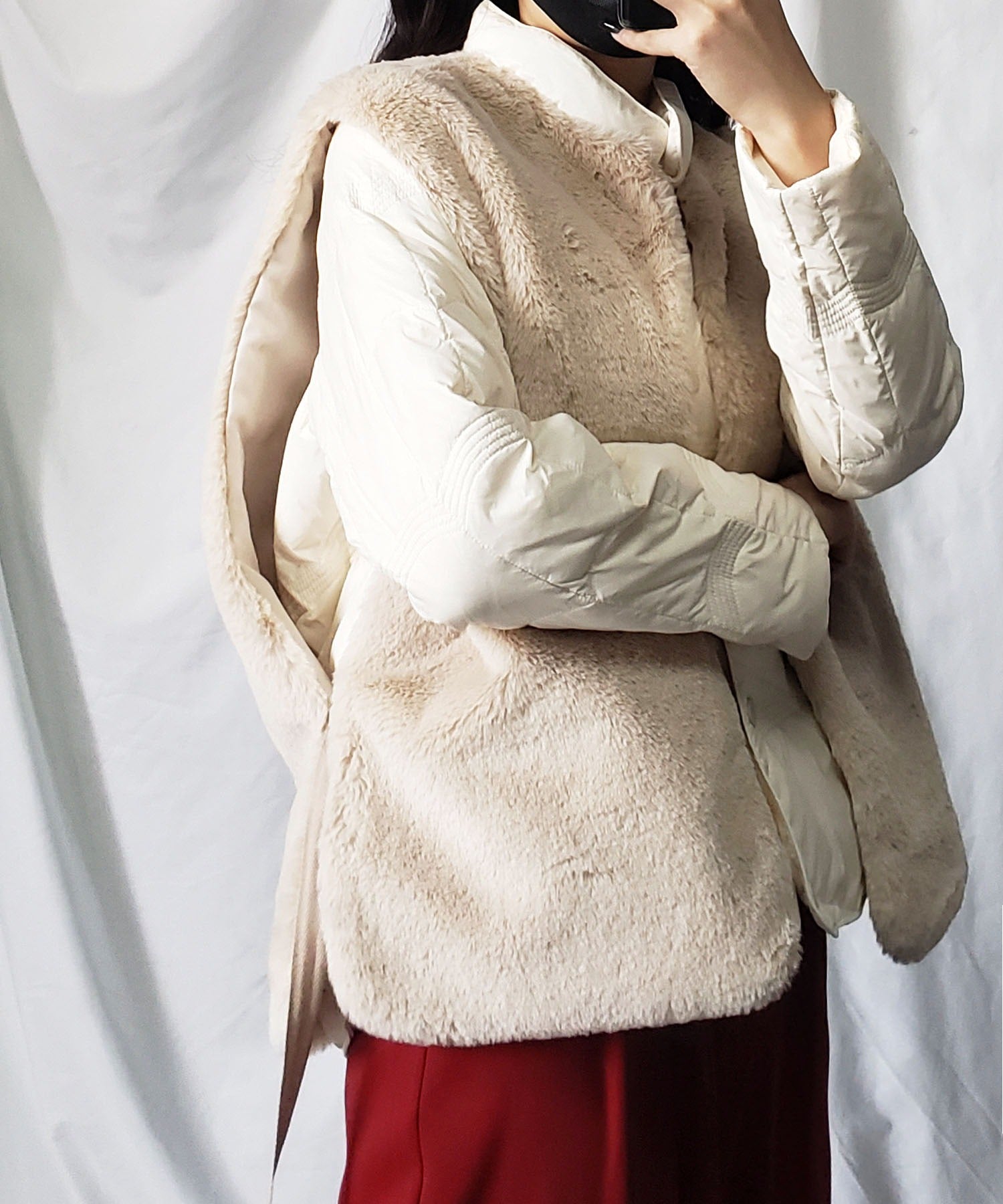 スムースタッチサイドスリットフェイクファーベスト