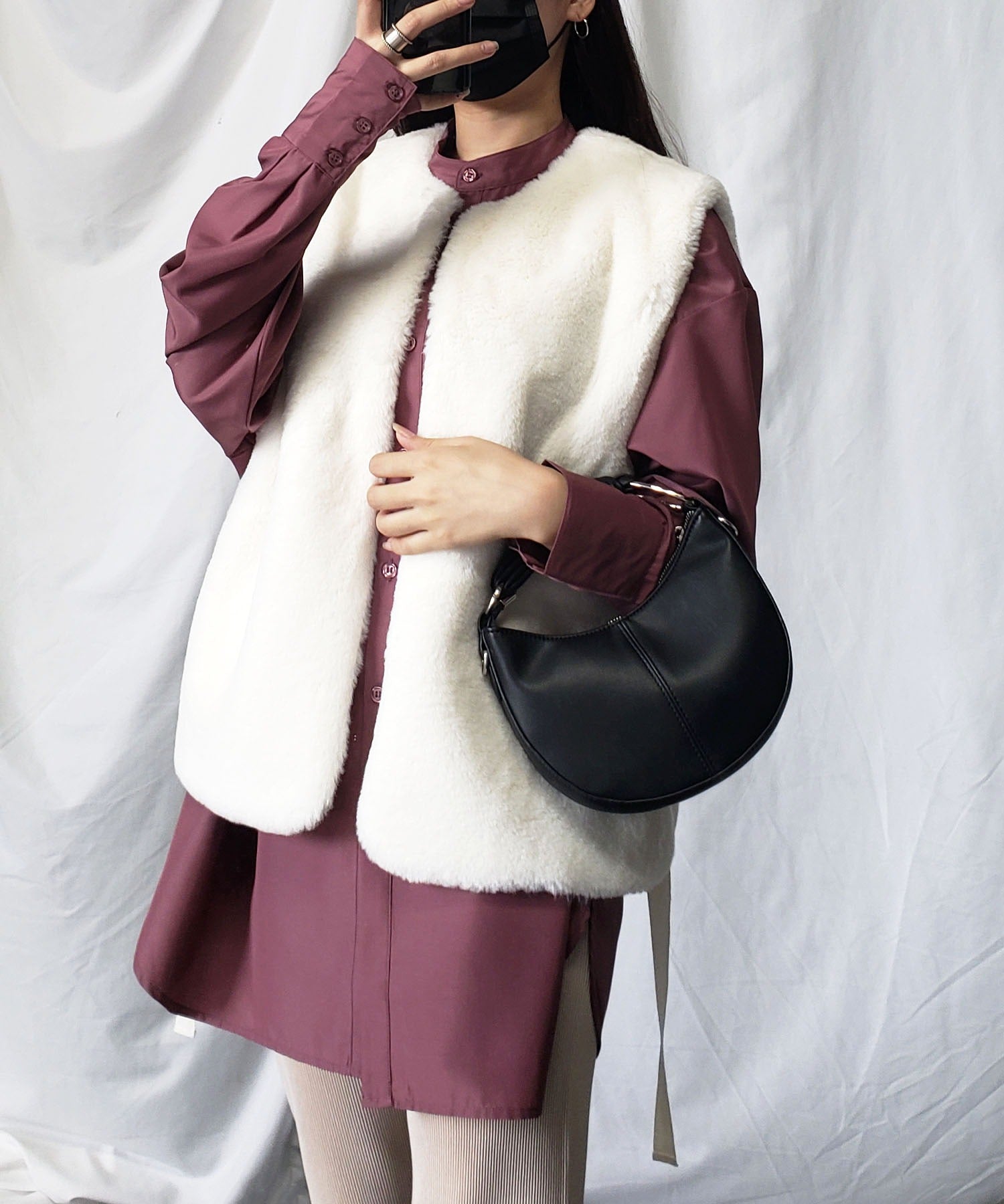 スムースタッチサイドスリットフェイクファーベスト