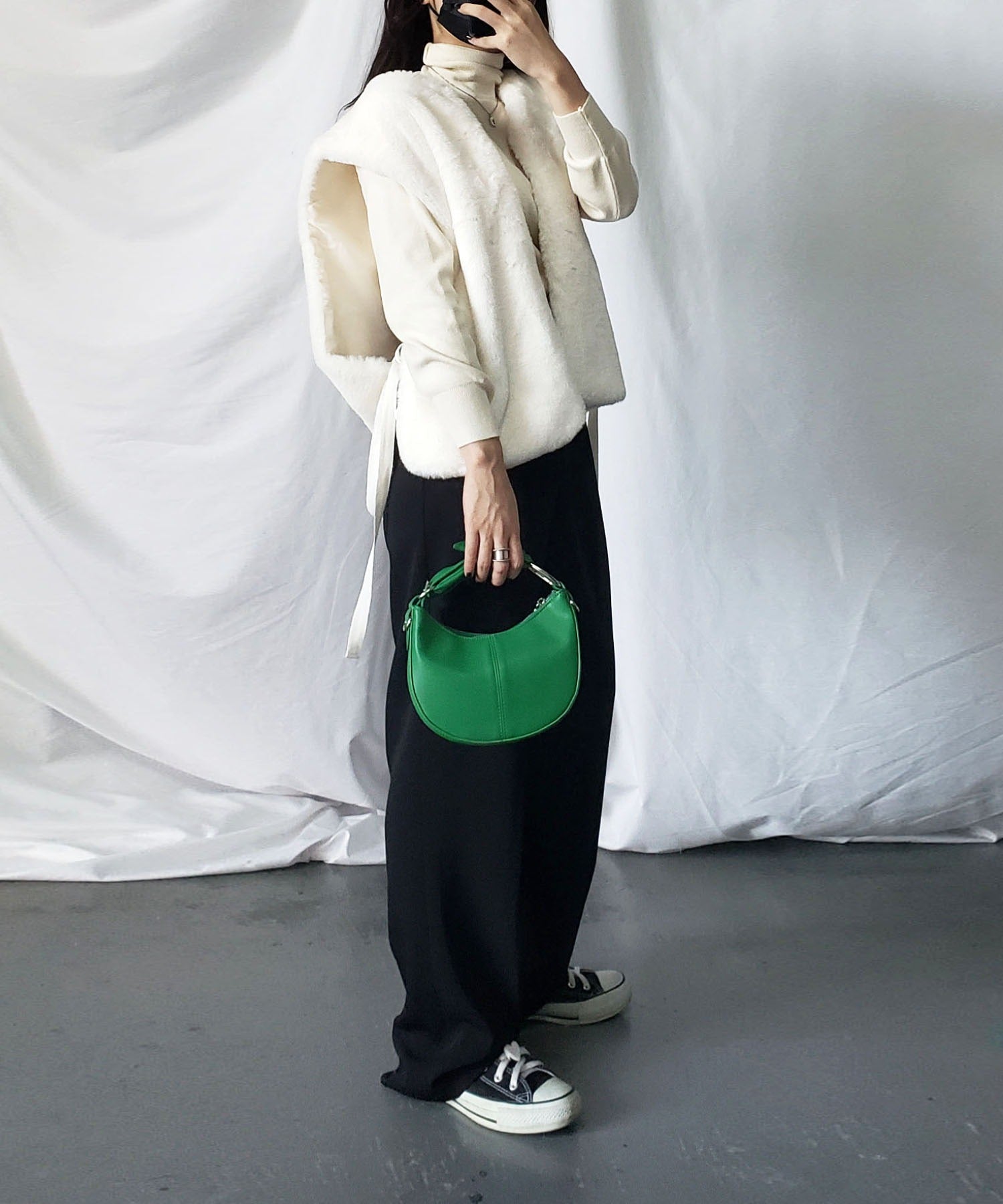 スムースタッチサイドスリットフェイクファーベスト