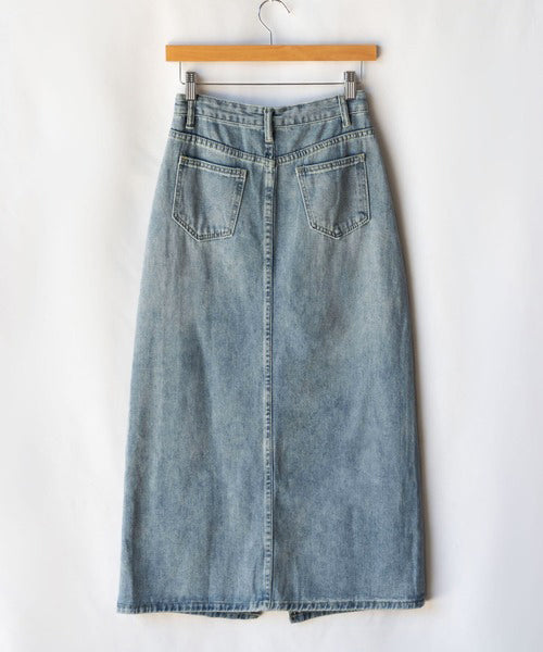【 選べる4size/2color 】センタースリットハイウエストウォッシュデニムスカート