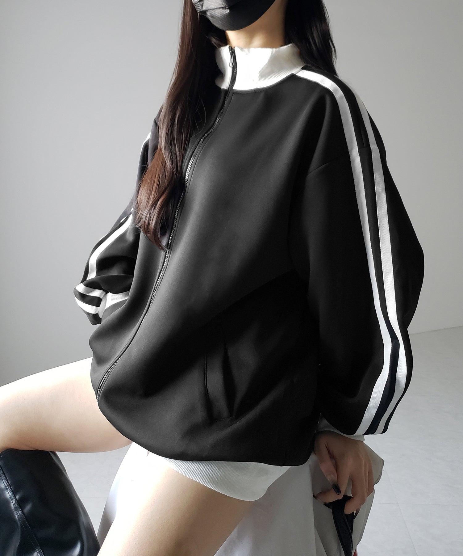 【 無地/配色を選べる2color 】サイドラインオーバーサイズトラックジャケット / sideline oversize track jacket