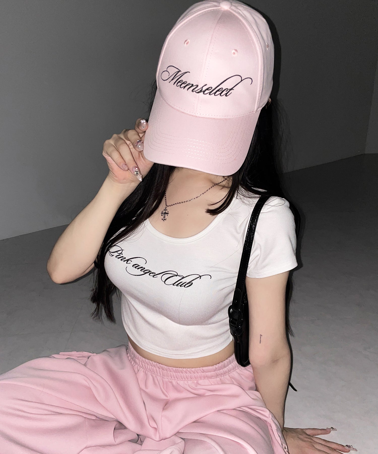 【 PINK ANGEL CLUB 】lettering LOGO embroidery CAP / レタリングロゴ刺繍キャップ