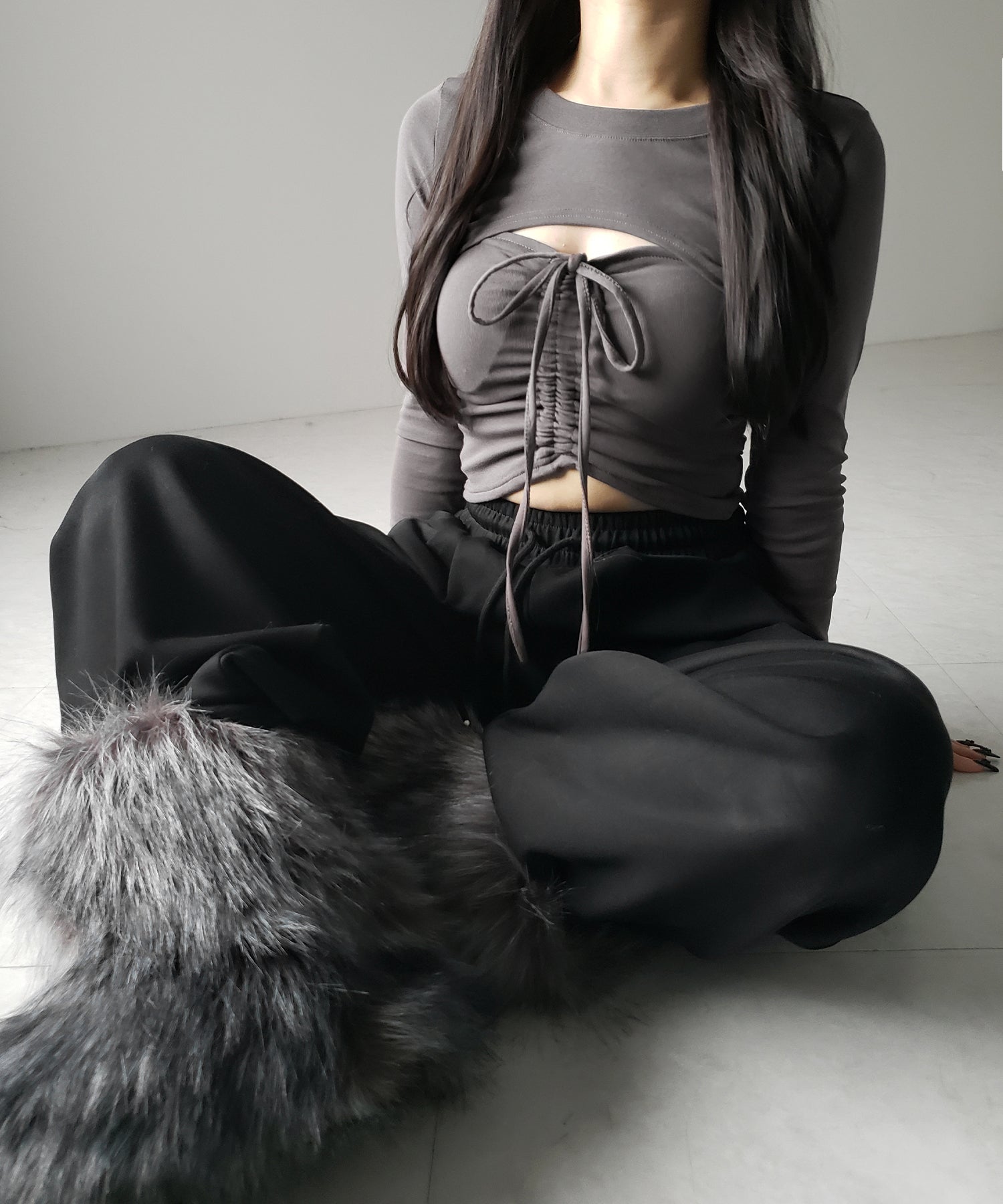 【 2点セット 】フロントリボンベアトップス & ショートレイヤードトップス SET / front ribbon bare tops & short layered tops SET