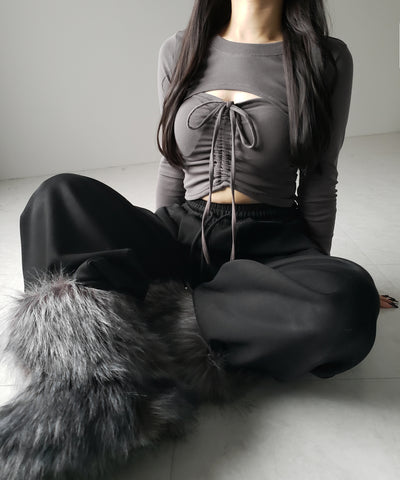 【 2点セット 】フロントリボンベアトップス & ショートレイヤードトップス SET / front ribbon bare tops & short layered tops SET
