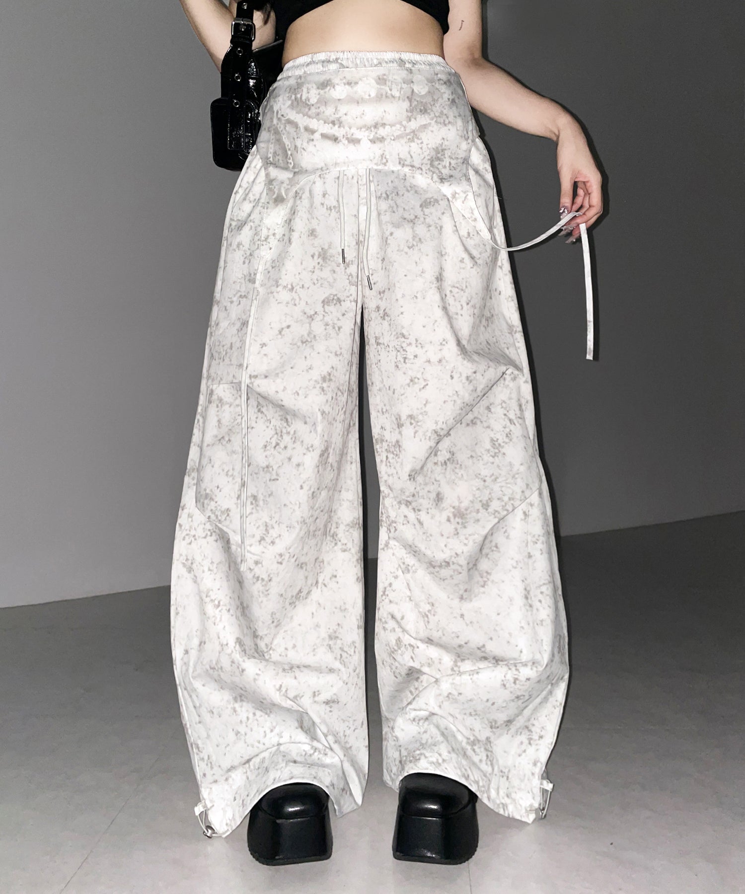 ガーターレイヤードヴィンテージタックワイドパンツ / garter layered vintage tack wide pants