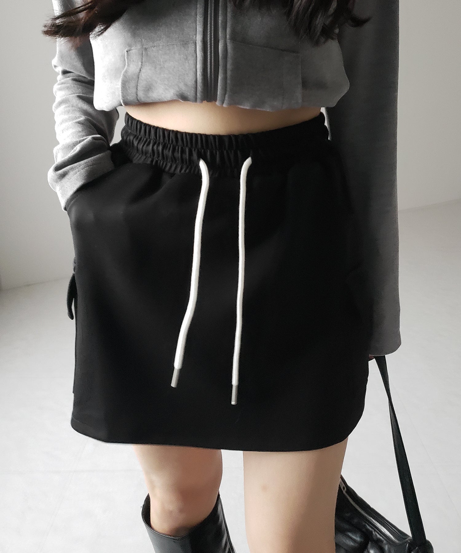 【 インナーパンツ裏地付 】ハイウエストスウェットミニスカート / high waist sweat mini skirt