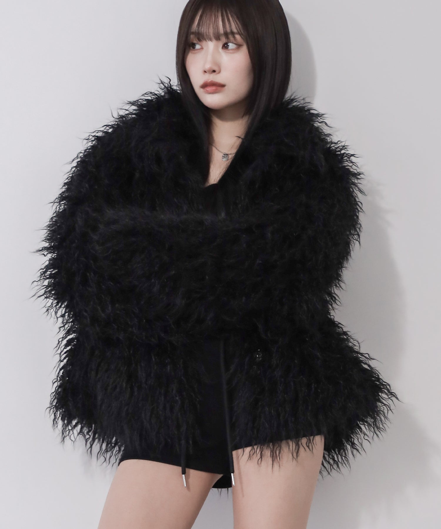 シャギーフェイクファーレディミドルコート / shaggy fake fur lady middle coat