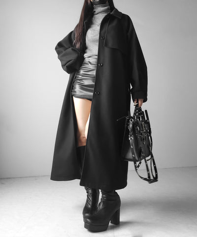 【 ウエストマークベルトSET 】2WAY ステンカラーレディメルトンロングコート / 2WAY soutien collar lady melton long coat
