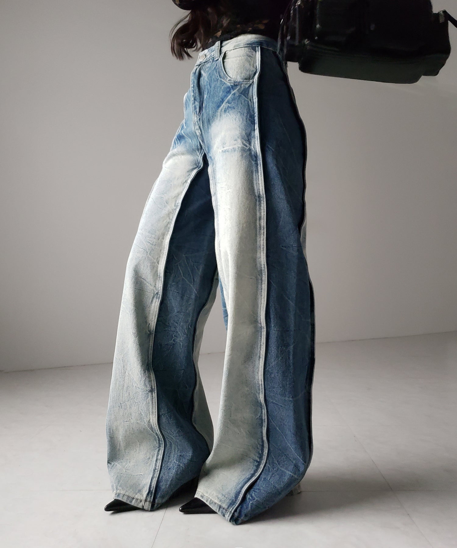 【 4size 】ヴィンテージライクサイドタックストレートデニム /vintage like side tuck straight denim