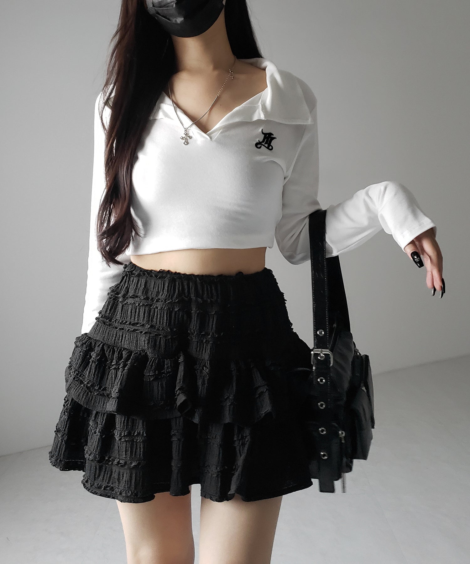 【 インパン裏地付 】ティアードフリルミニスカート / tiered frill mini skirt