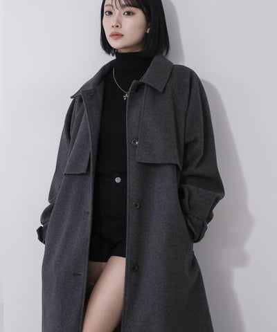 【 ウエストマークベルトSET 】2WAY ステンカラーレディメルトンロングコート / 2WAY soutien collar lady melton long coat
