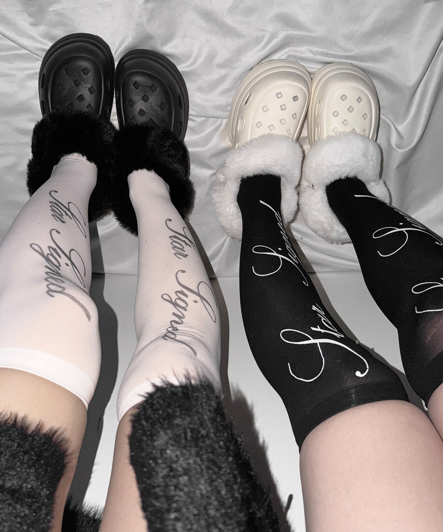 【 選べる3柄アソート 】レタリングロゴシアーニーハイソックス / lettering logo sheer knee high socks