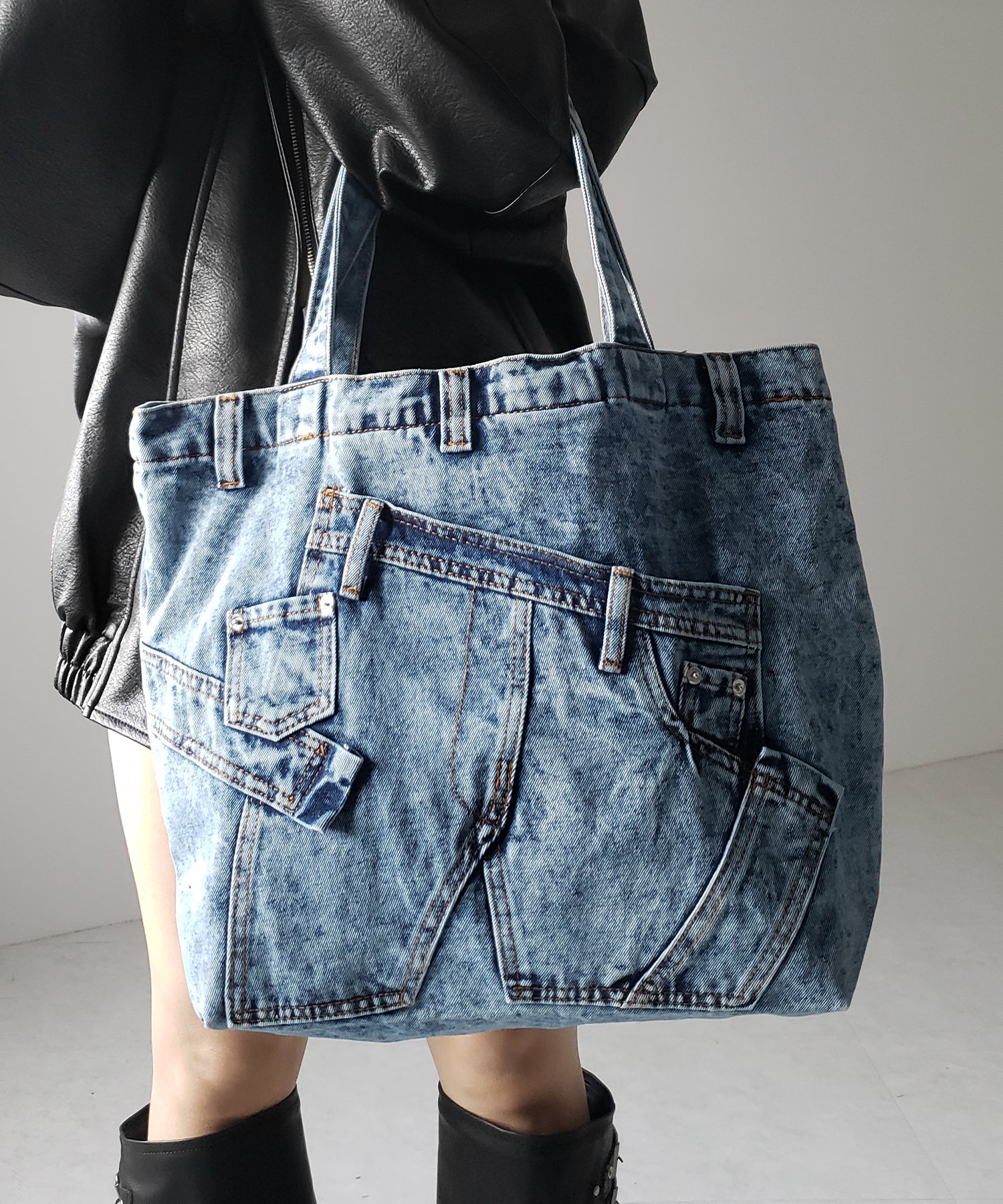 ヴィンテージドッキングウォッシュデニムバッグ / vintage docking washed denim bag