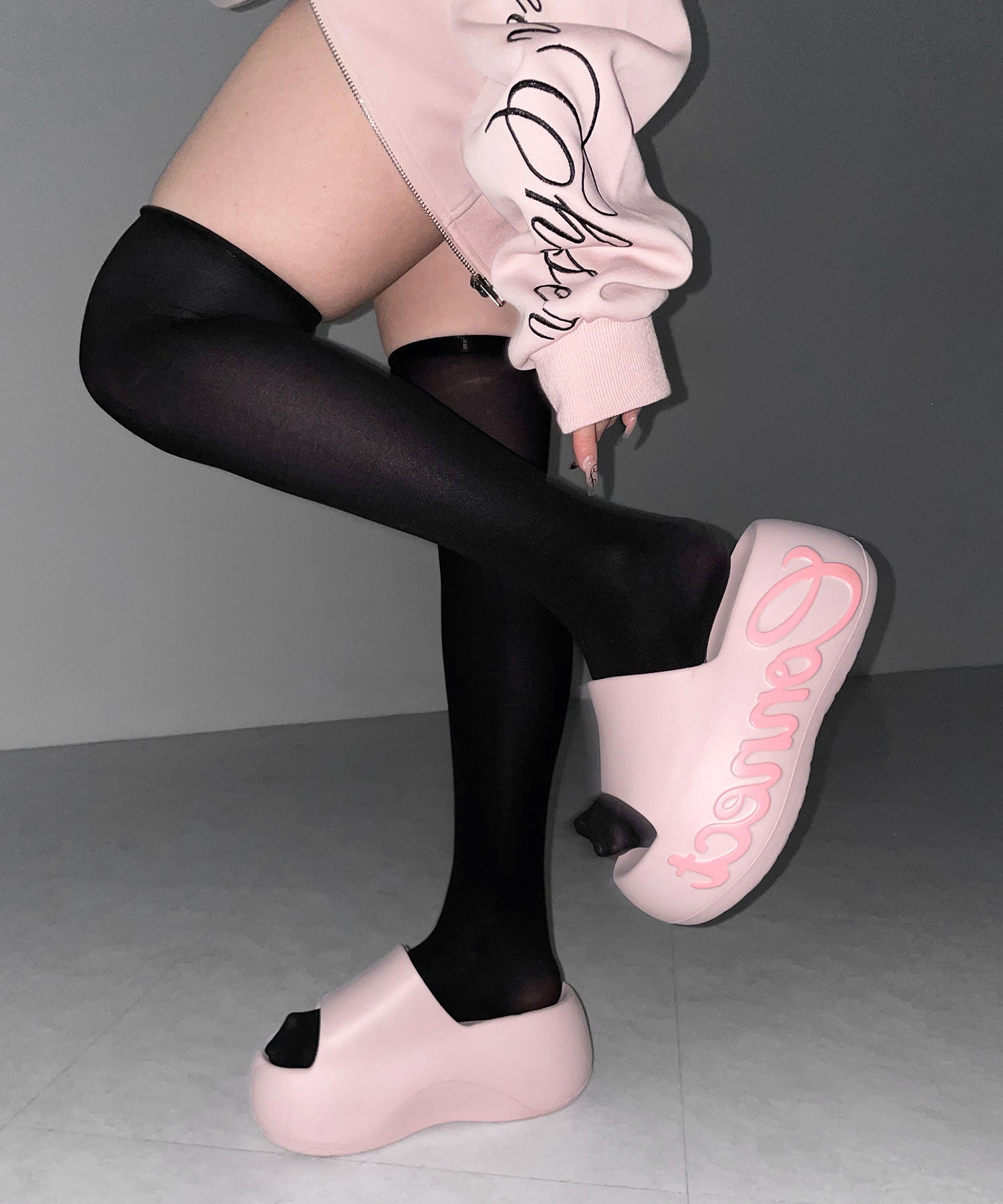 レタリングロゴ厚底スライドサンダル / lettering logo platform slide sandals