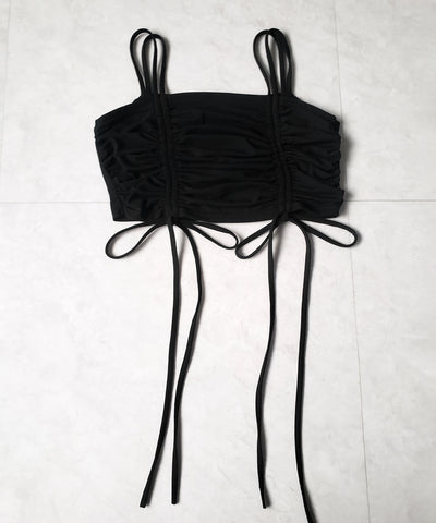 3WAYクロスストラップリボンシャーリングショートキャミソール / 3WAY cross strap ribbon shirring short camisole
