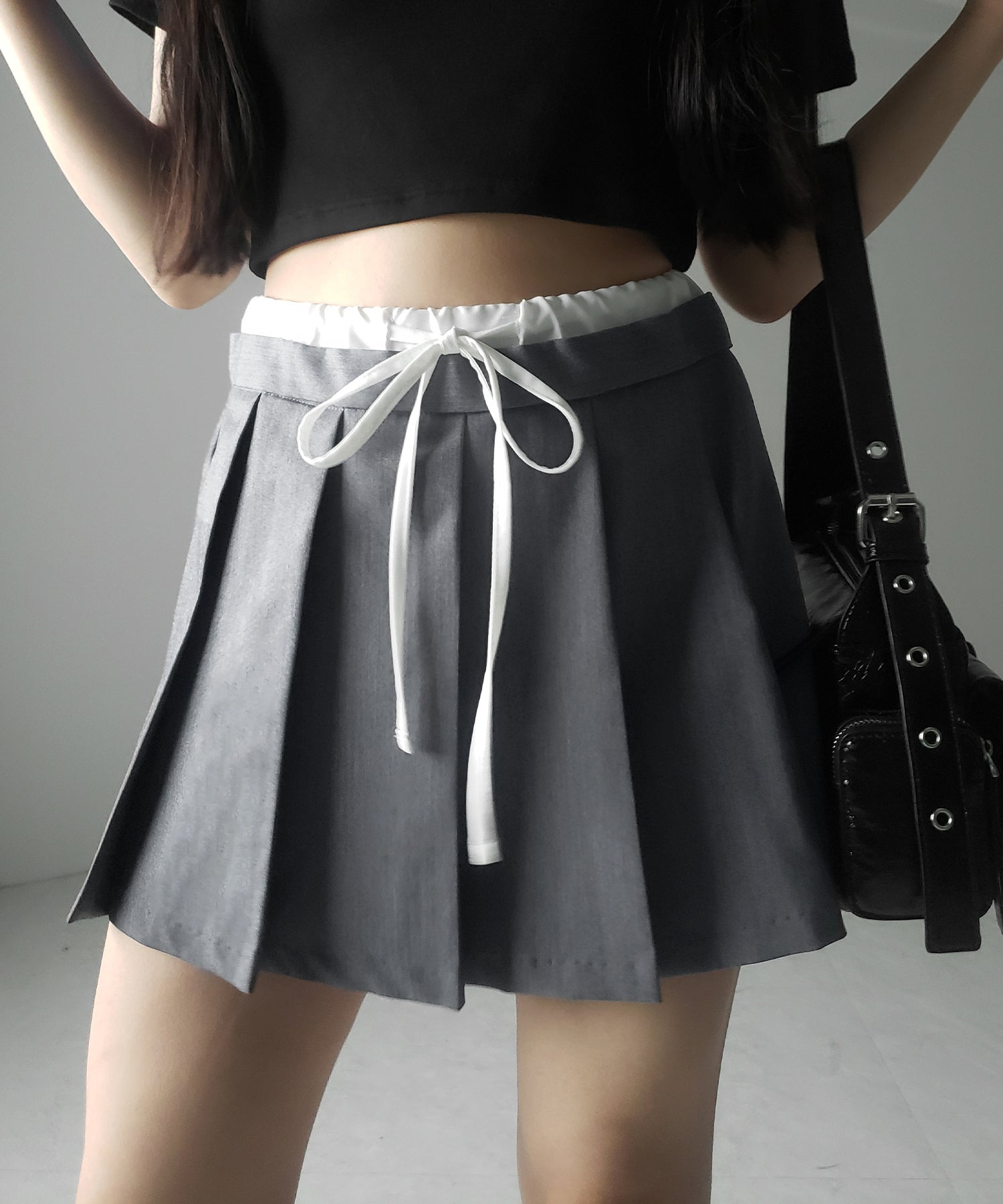 【 2color 】レイヤードプリーツミニスカパン / layered pleated mini skirt pants